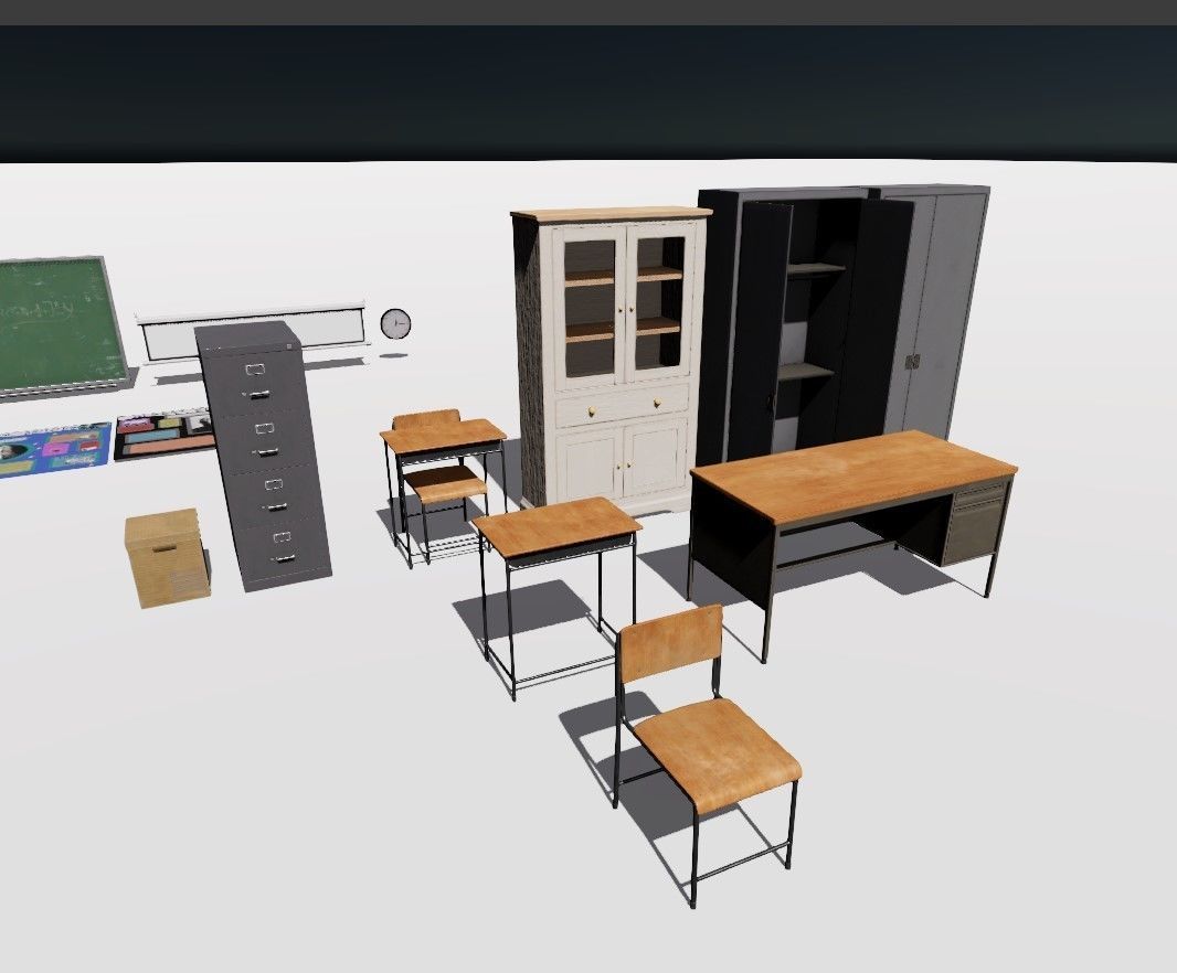 ClassRoom Scene HDRP Low-poly 3D model_16