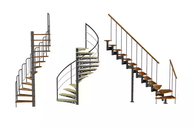 3d models spiral curved staircases wrought iron stainless steel 