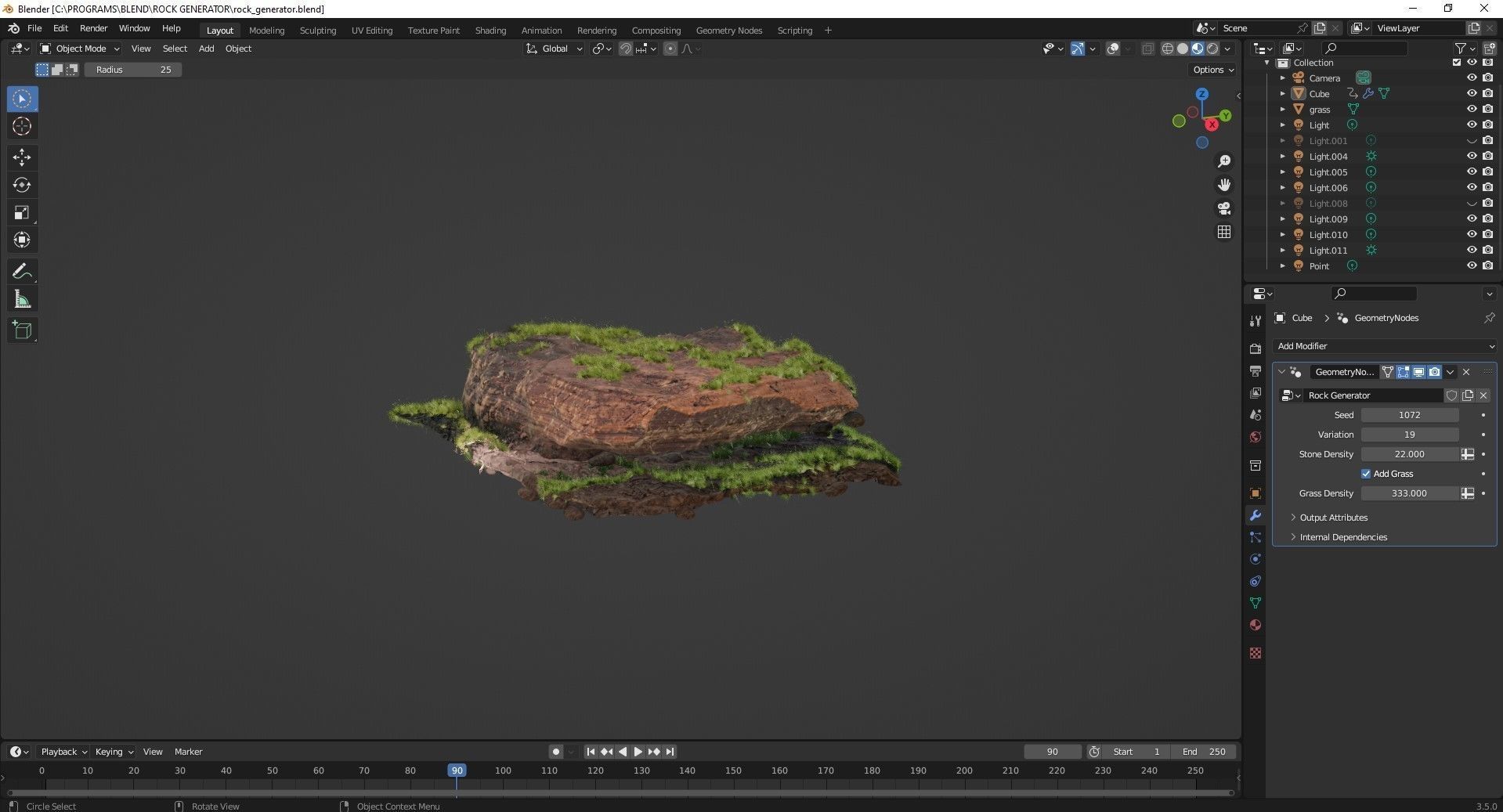 Procedural Rock Cliff Asset Generator For Blender Low-poly 3D model_3