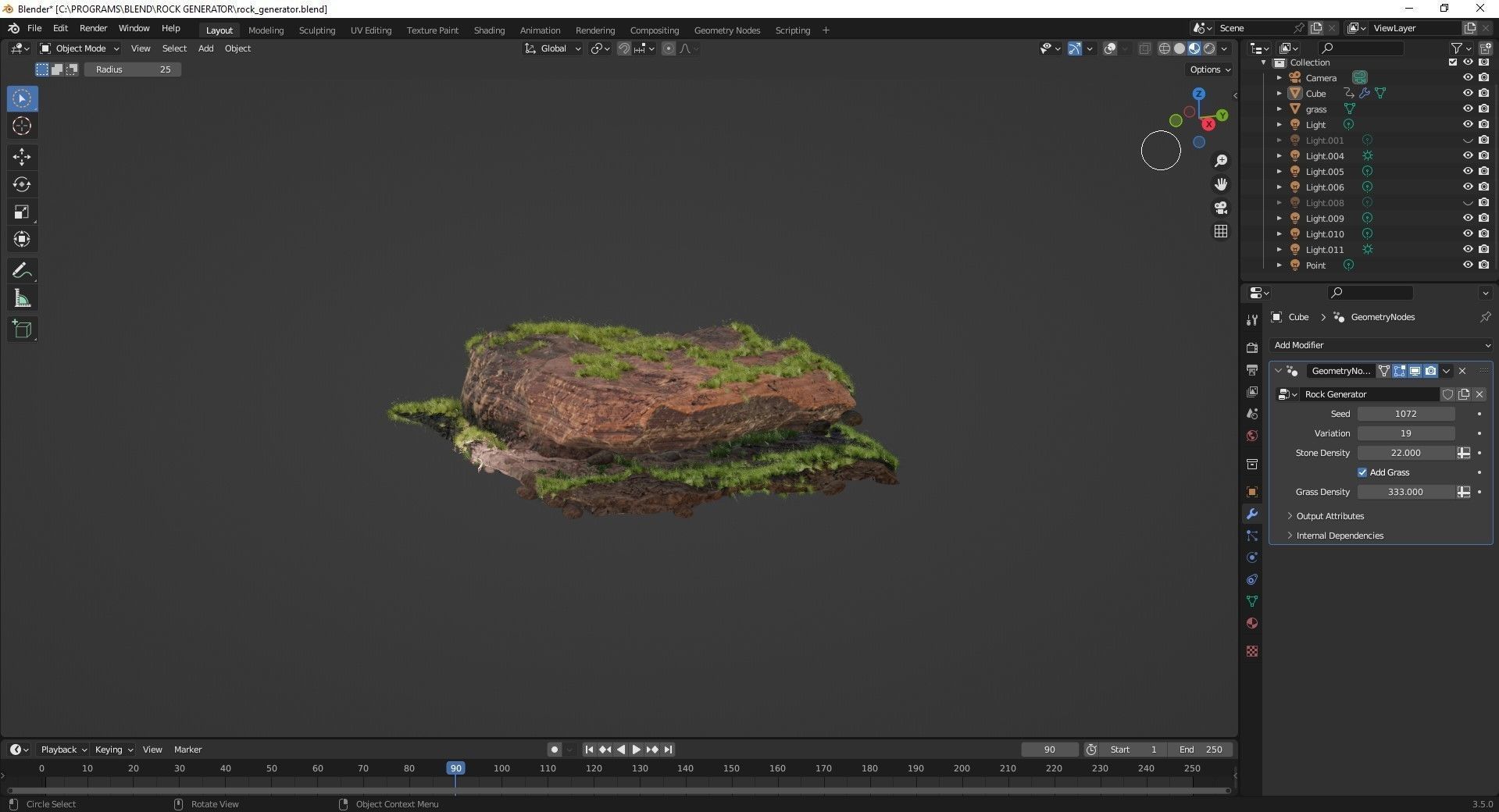 Procedural Rock Cliff Asset Generator For Blender Low-poly 3D model_9