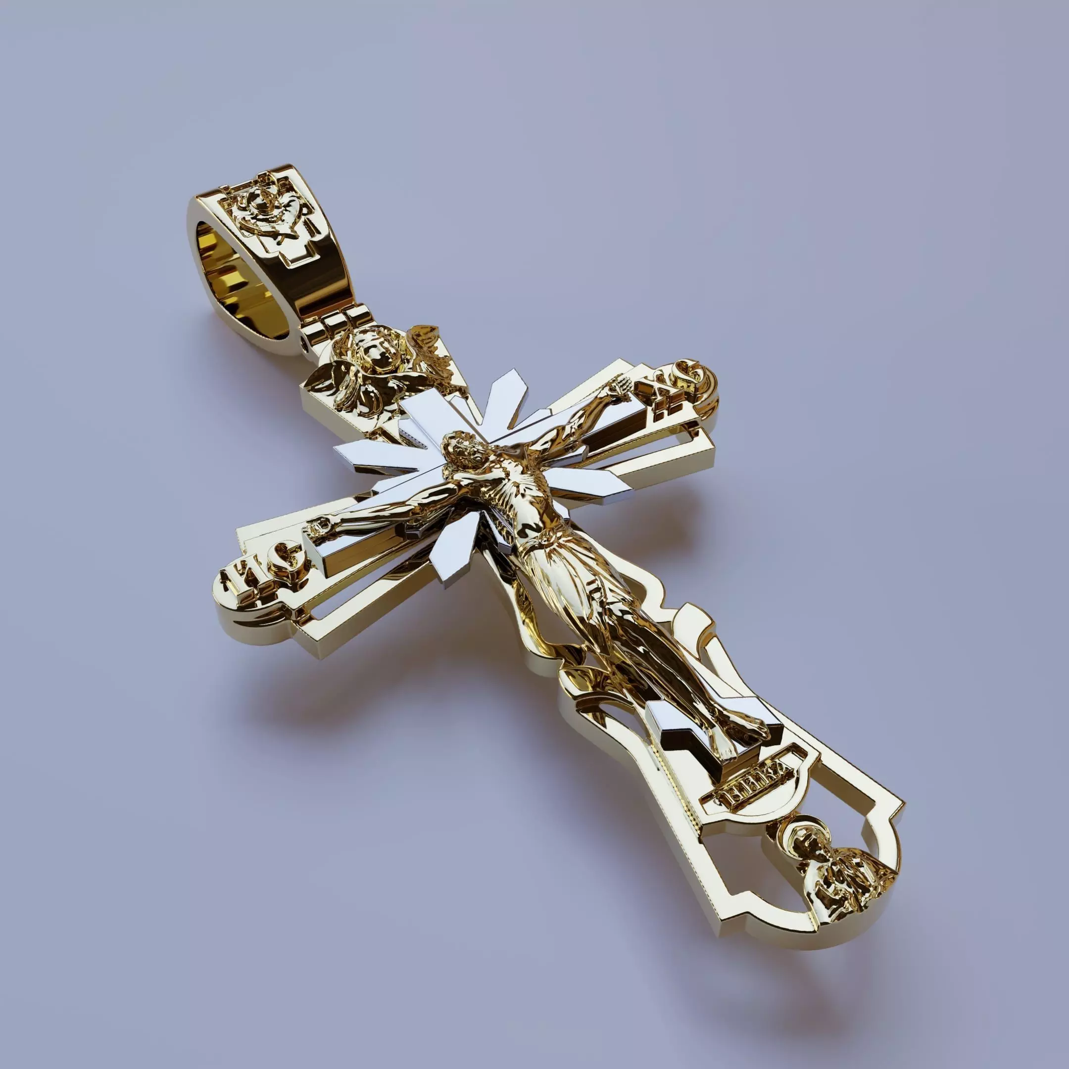 Cross with Jesus in 4 parts 3D print model_0