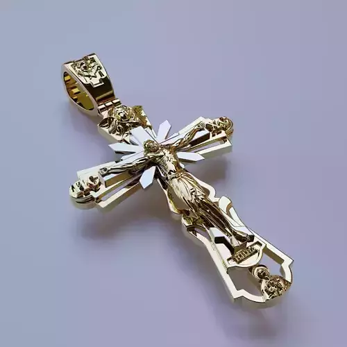 Cross with Jesus in 4 parts 3D print model
