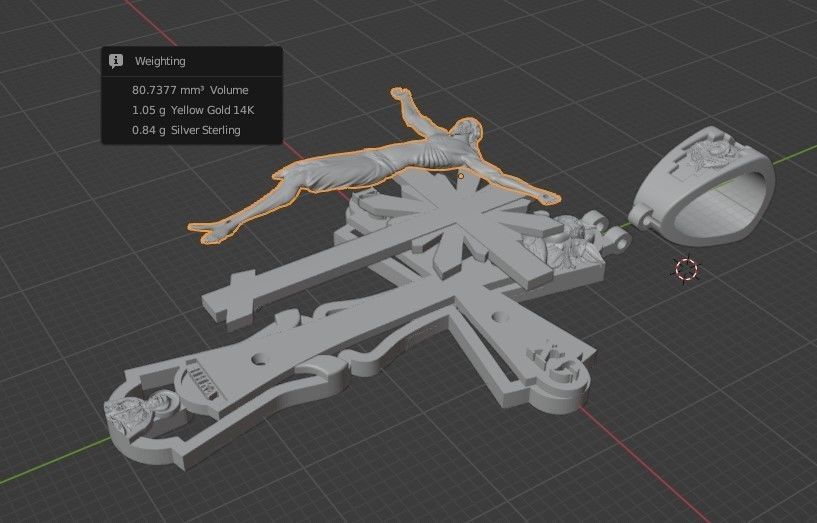 Cross with Jesus in 4 parts 3D print model_12