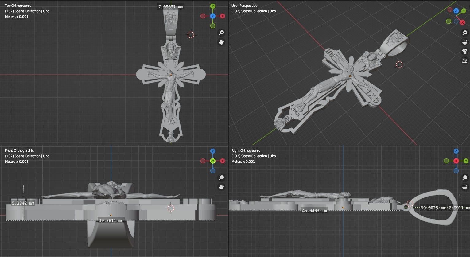 Cross with Jesus in 4 parts 3D print model_8