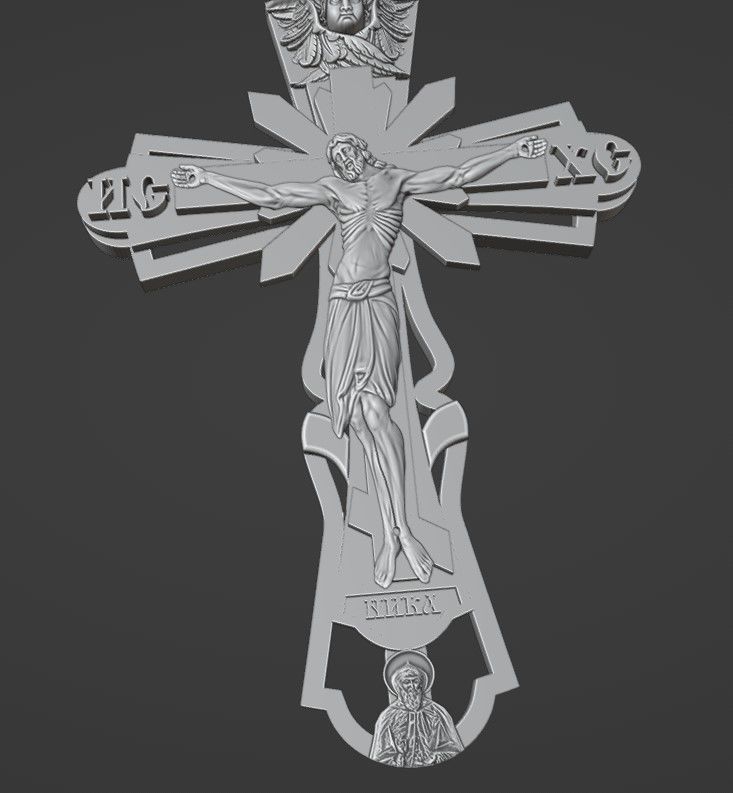Cross with Jesus in 4 parts 3D print model_5