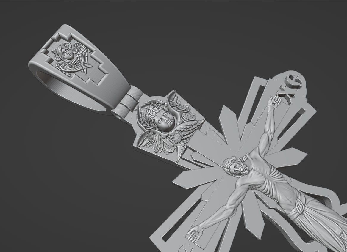 Cross with Jesus in 4 parts 3D print model_6