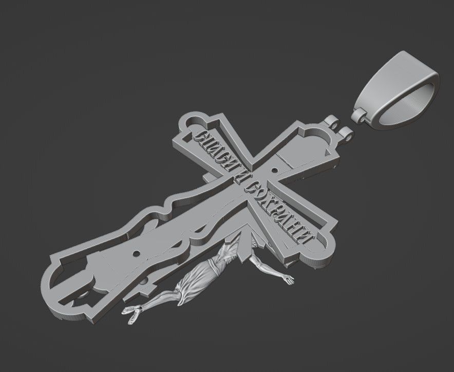 Cross with Jesus in 4 parts 3D print model_3
