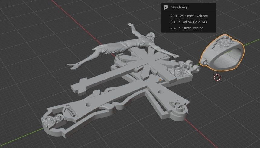 Cross with Jesus in 4 parts 3D print model_11