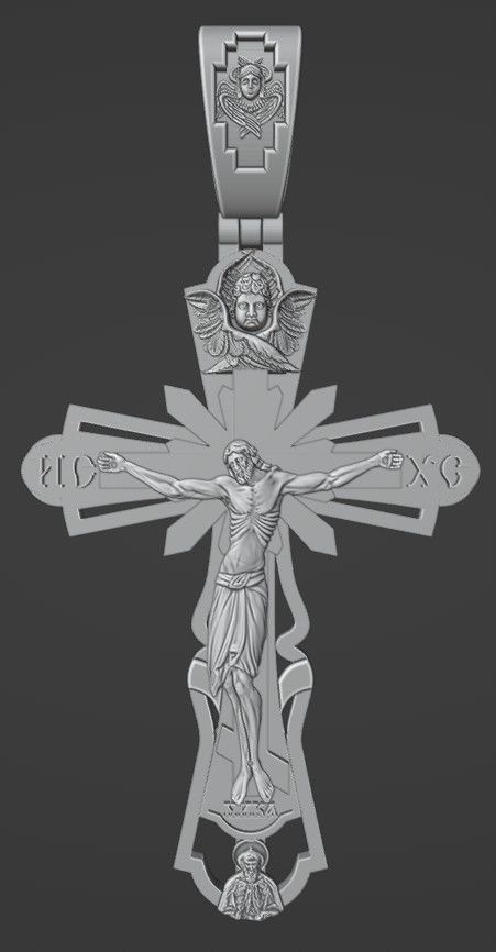 Cross with Jesus in 4 parts 3D print model_7