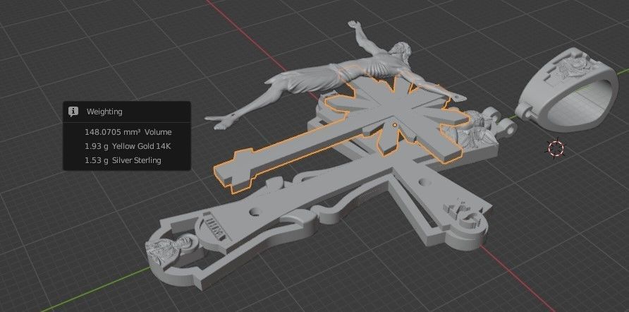 Cross with Jesus in 4 parts 3D print model_10