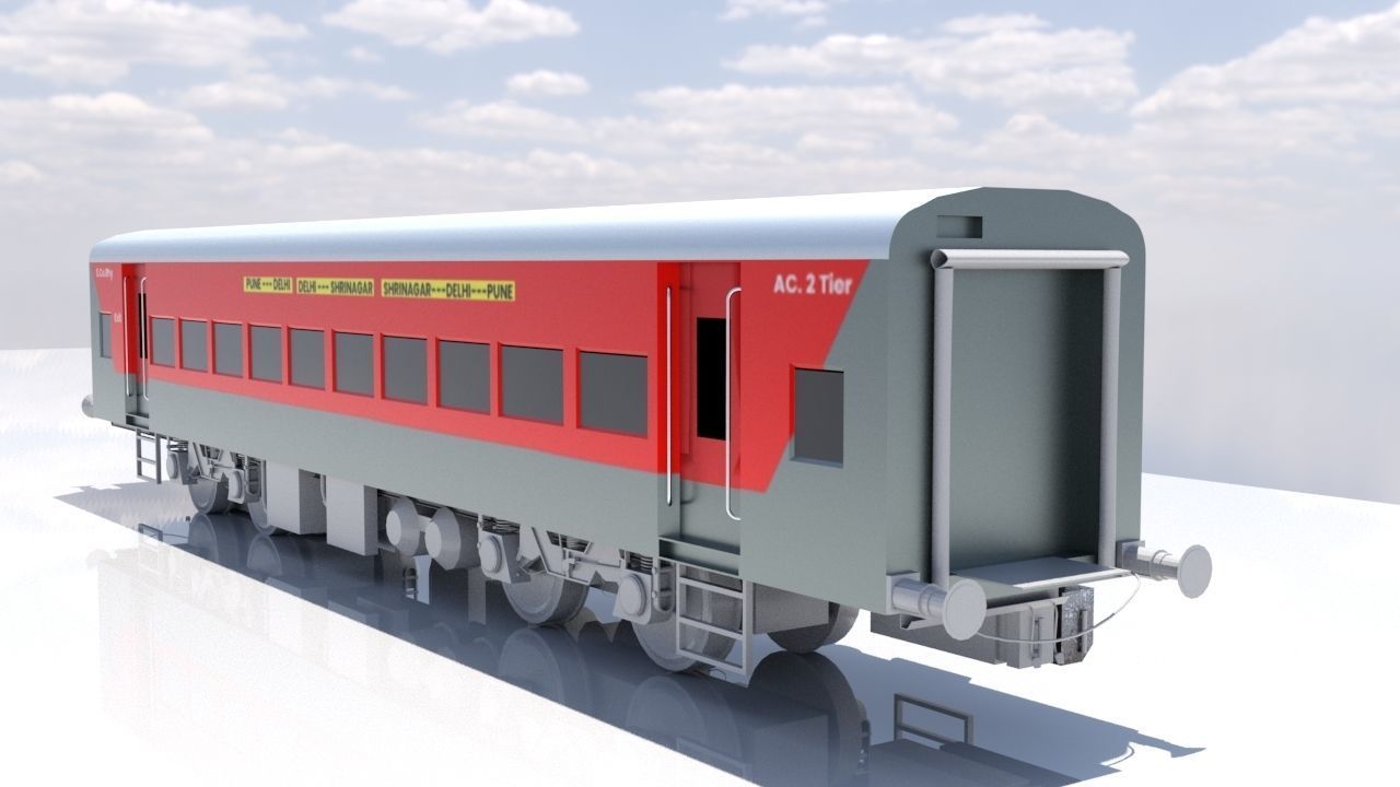 Indian Railway and LBH Coach  model  3D model_5