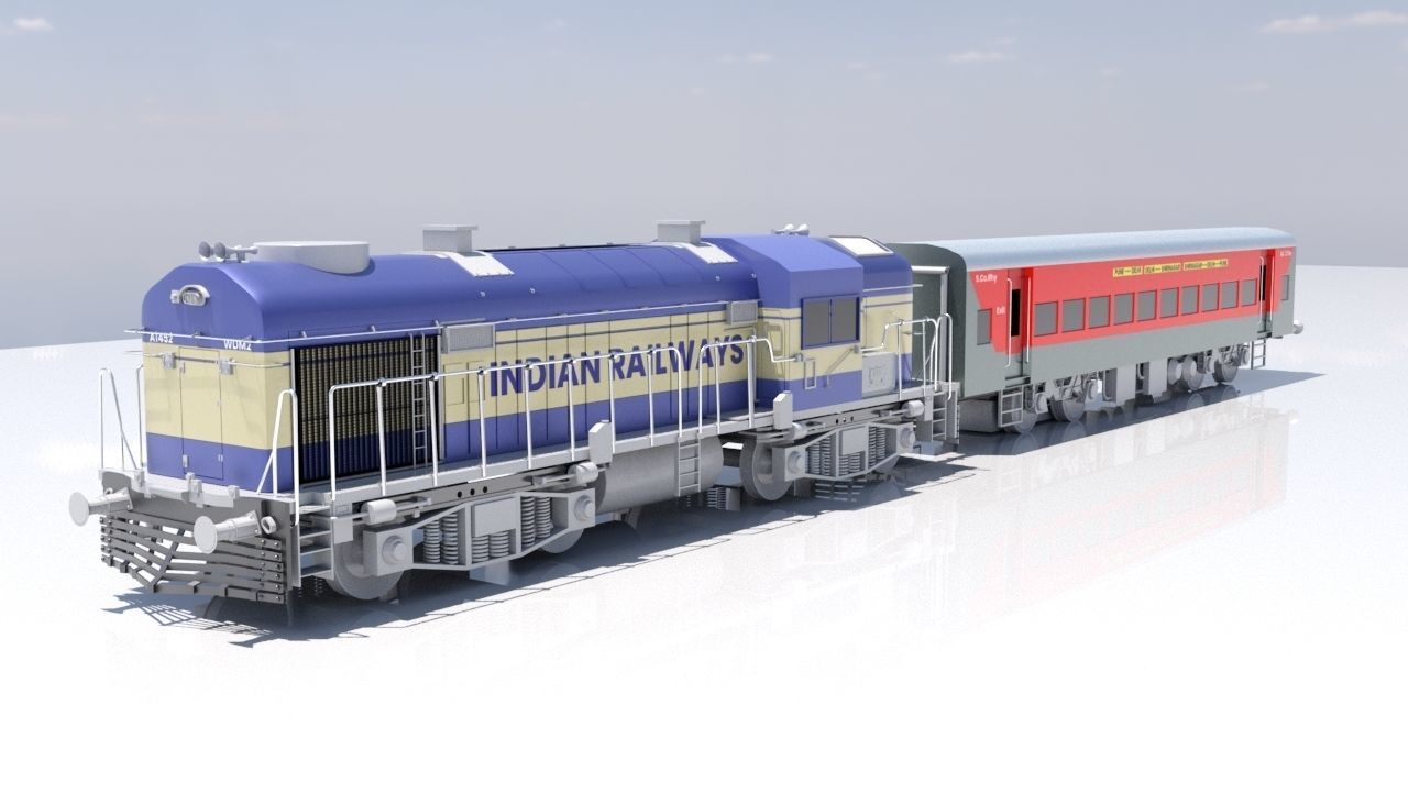 Indian Railway and LBH Coach  model  3D model_7