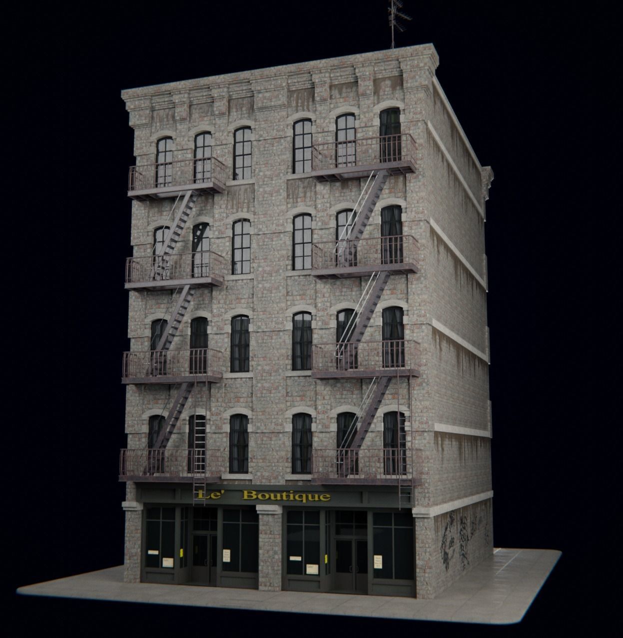 New York Building kit v4 Low-poly 3D model_1