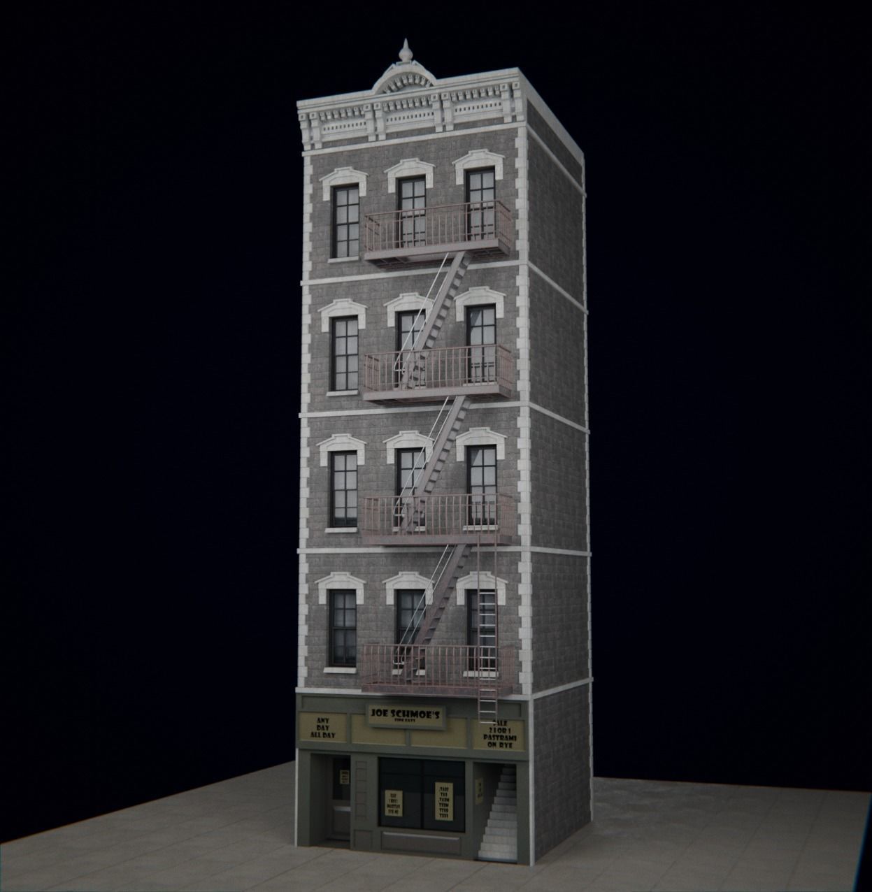New York Building kit v4 Low-poly 3D model_2