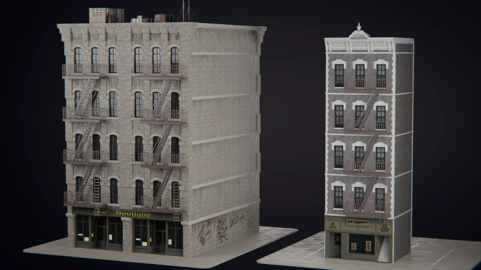 New York Building kit v4 Low-poly 3D model_0