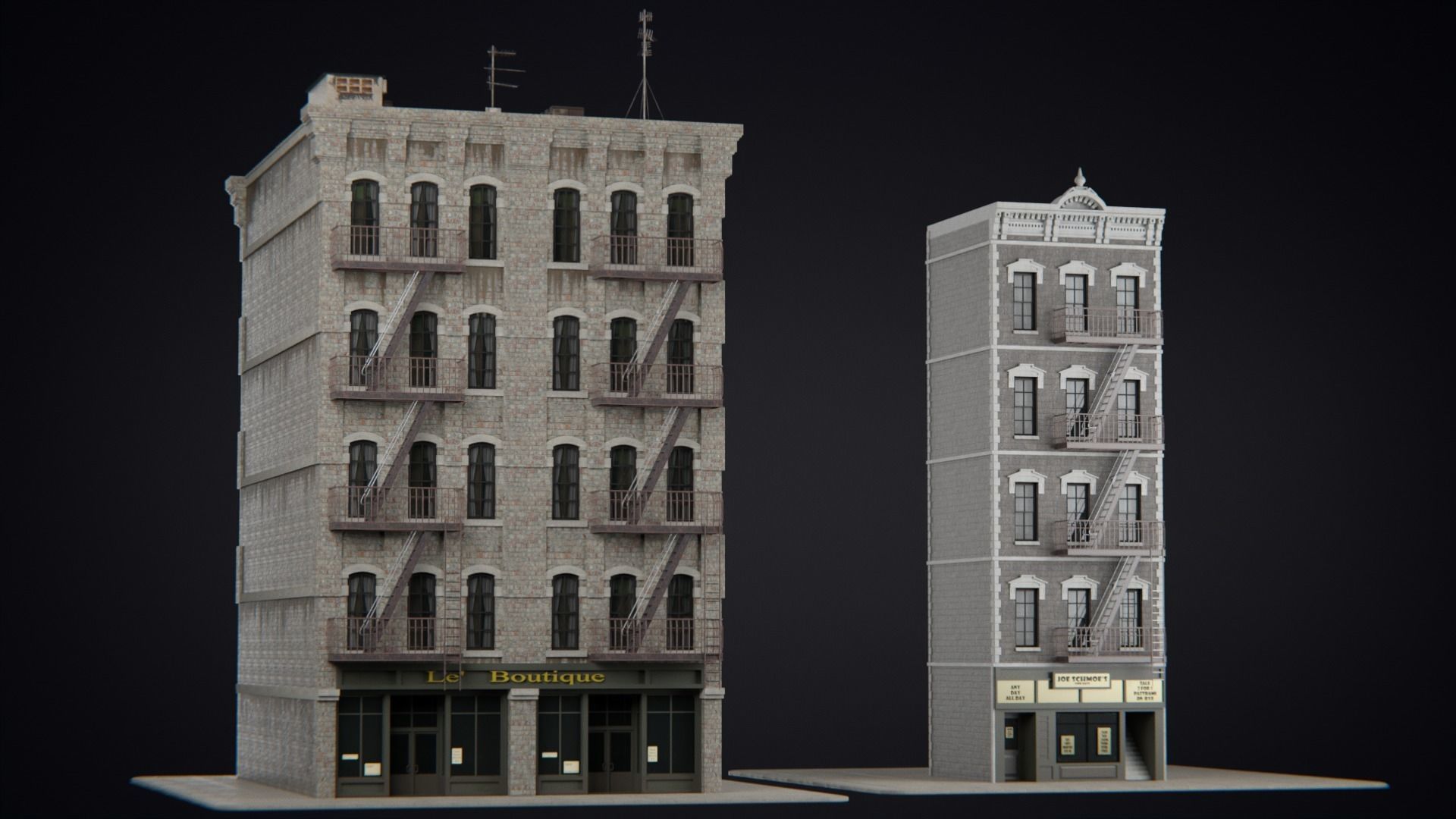 New York Building kit v4 Low-poly 3D model_4