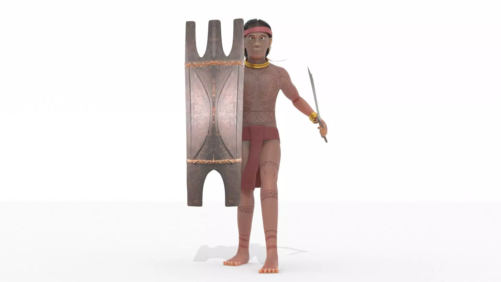Pre-Colonial Filipino Warrior Low-poly 3D model_0
