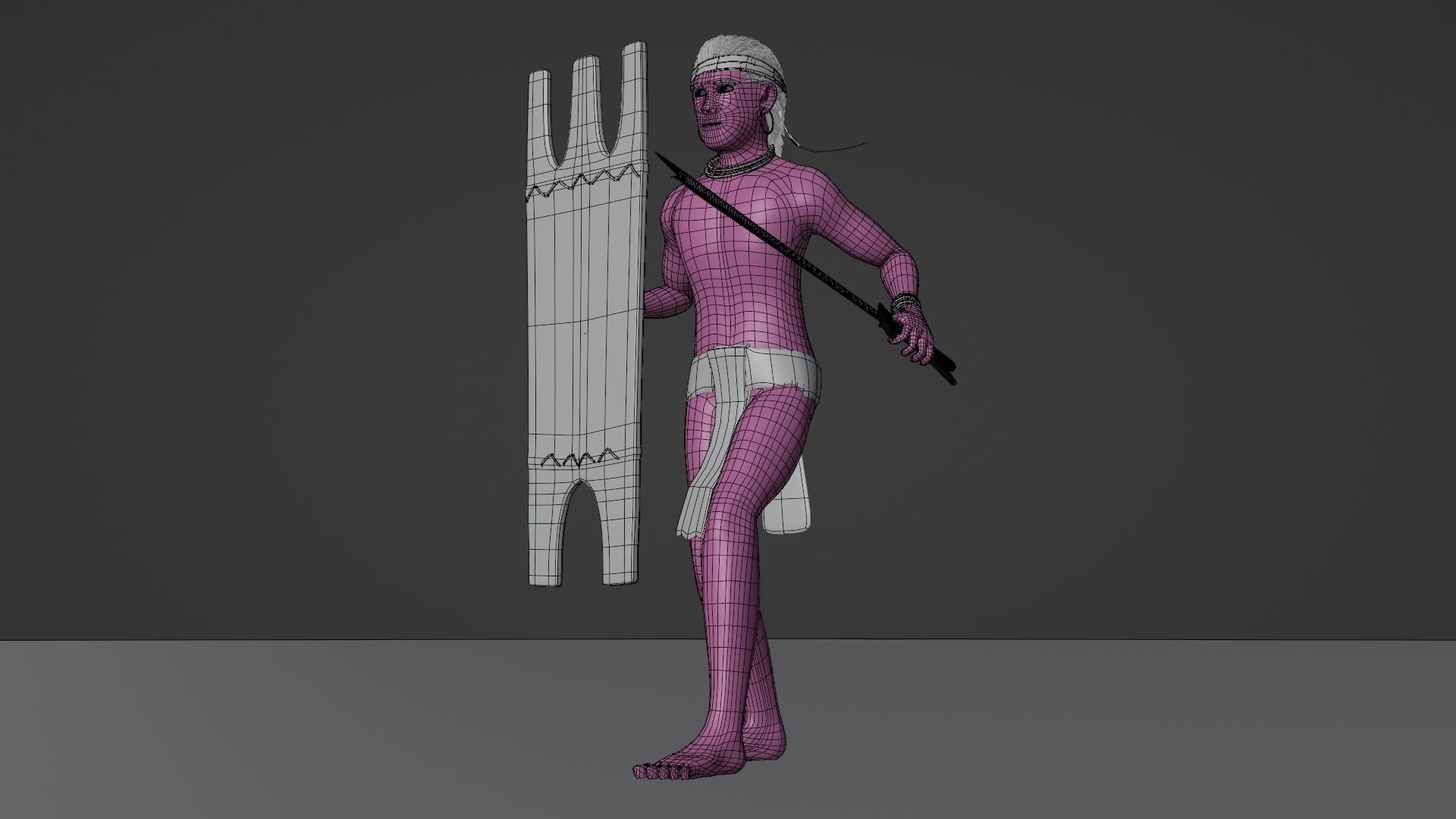 Pre-Colonial Filipino Warrior Low-poly 3D model_6