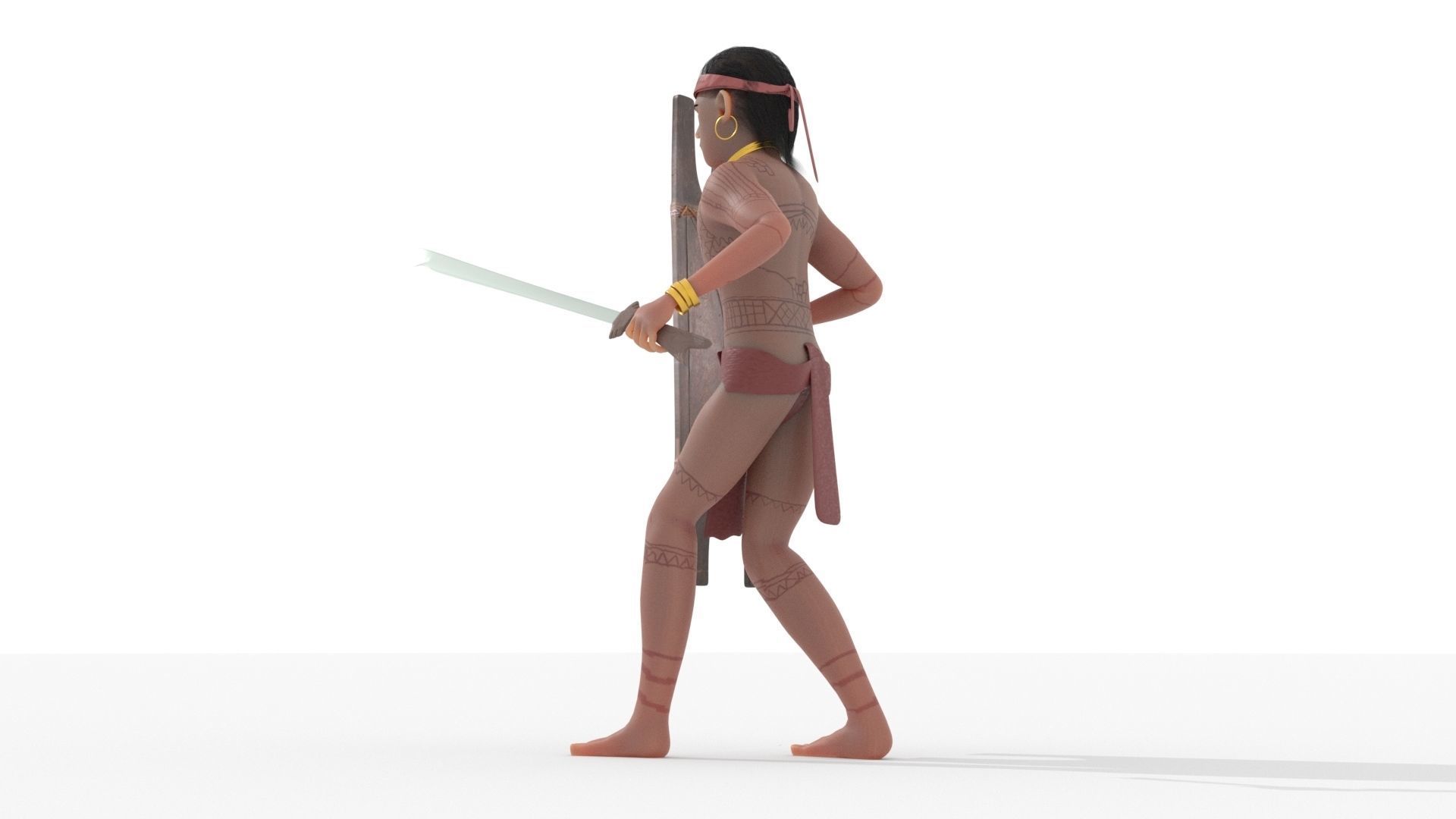 Pre-Colonial Filipino Warrior Low-poly 3D model_3