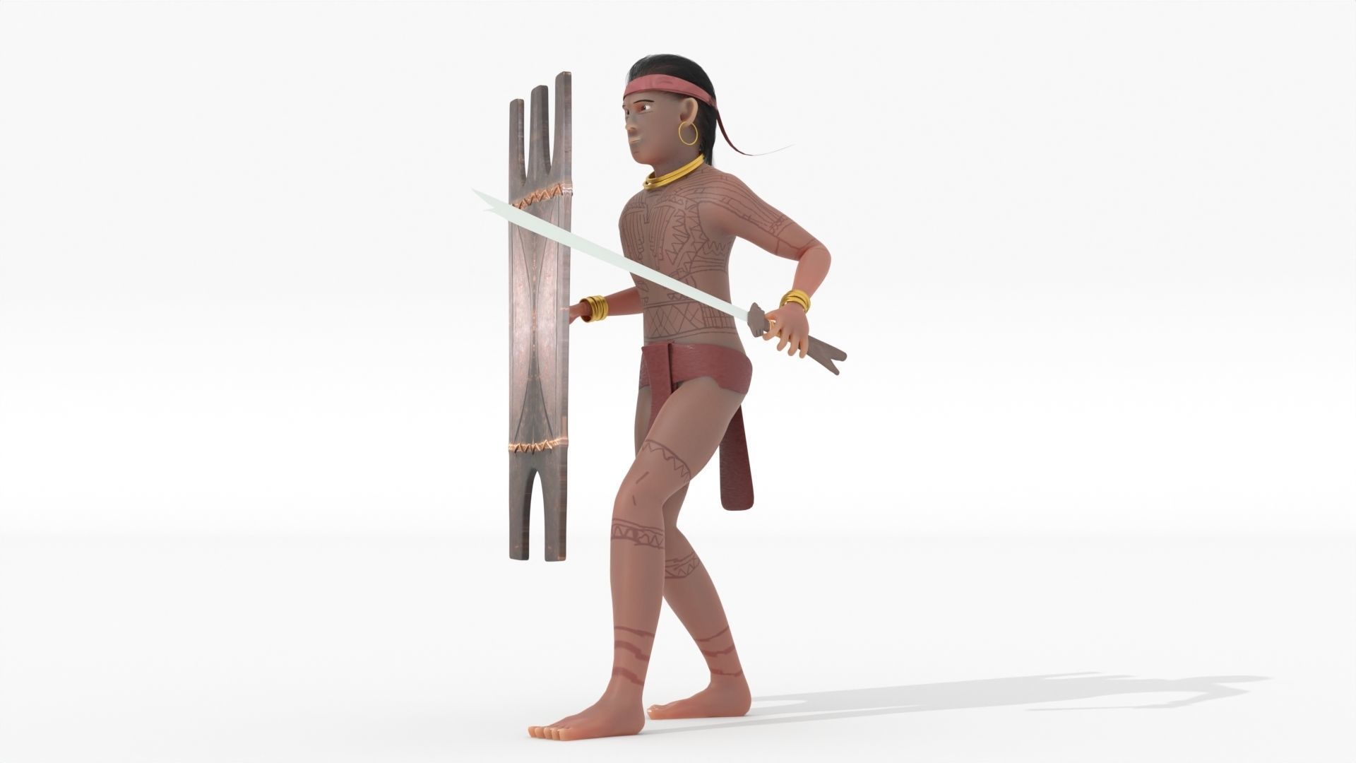 Pre-Colonial Filipino Warrior Low-poly 3D model_1