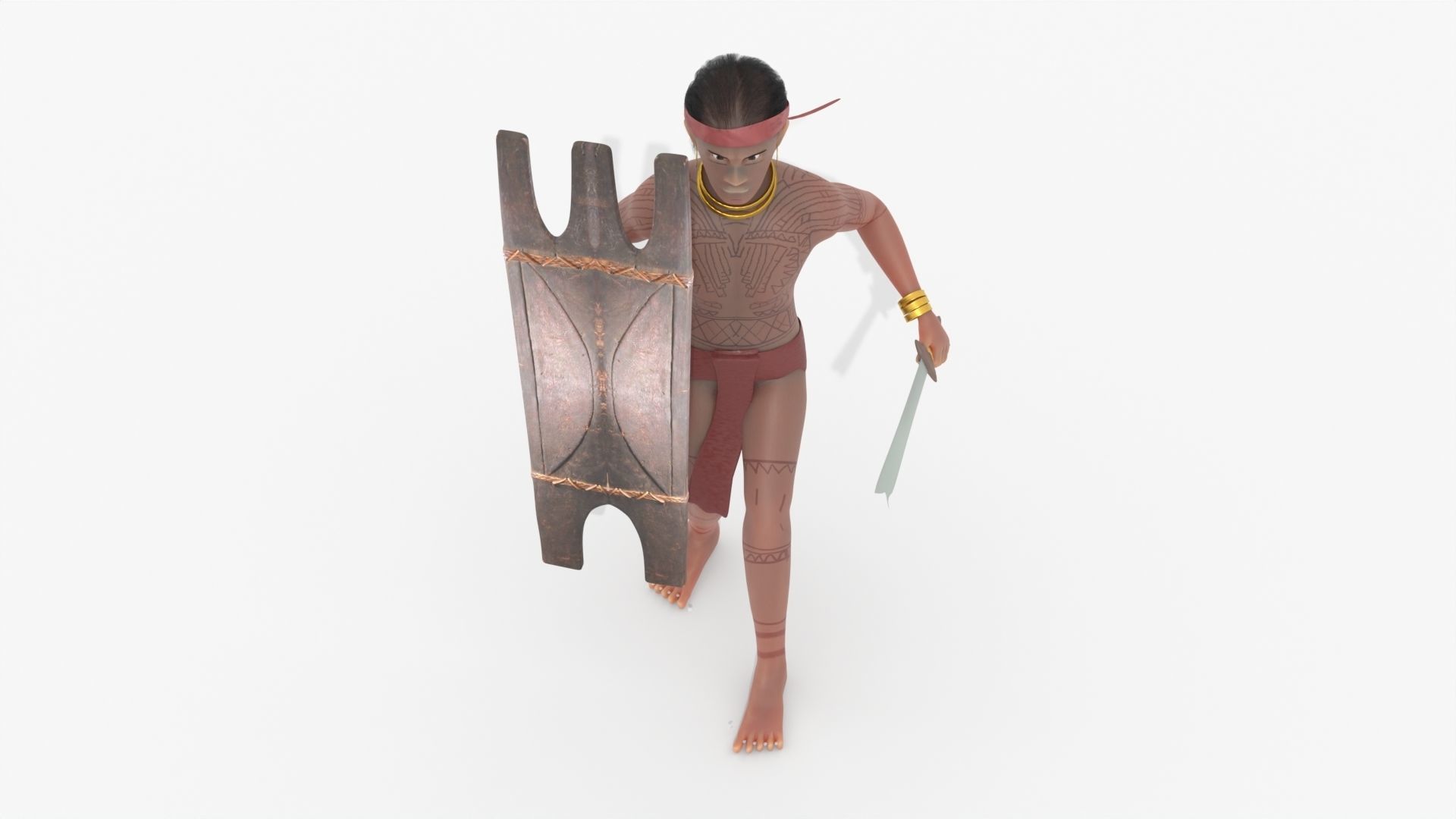 Pre-Colonial Filipino Warrior Low-poly 3D model_2