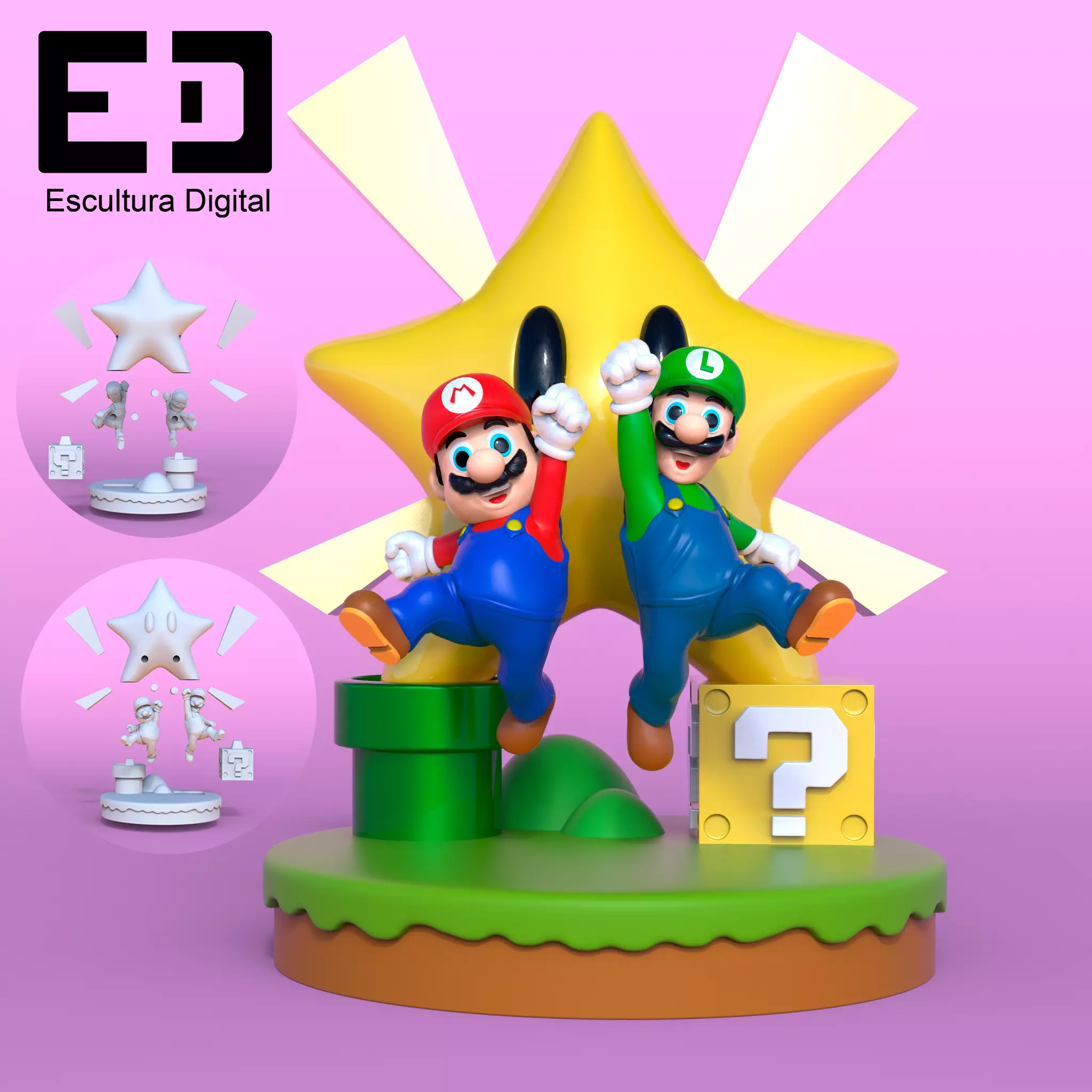 Mario and Luigi - Super Mario bros 3D print model