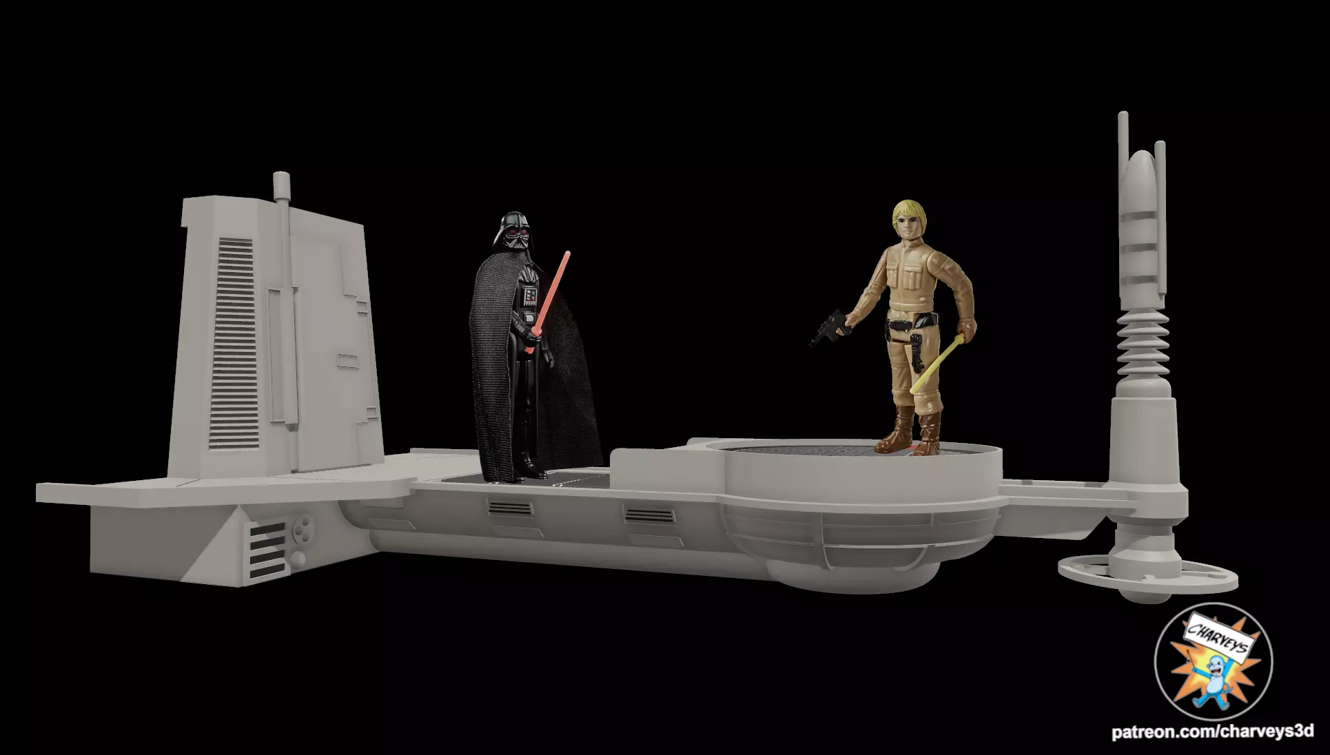 Star Wars Retro Bespin Duel Diorama for 4 inch figures 3D print model