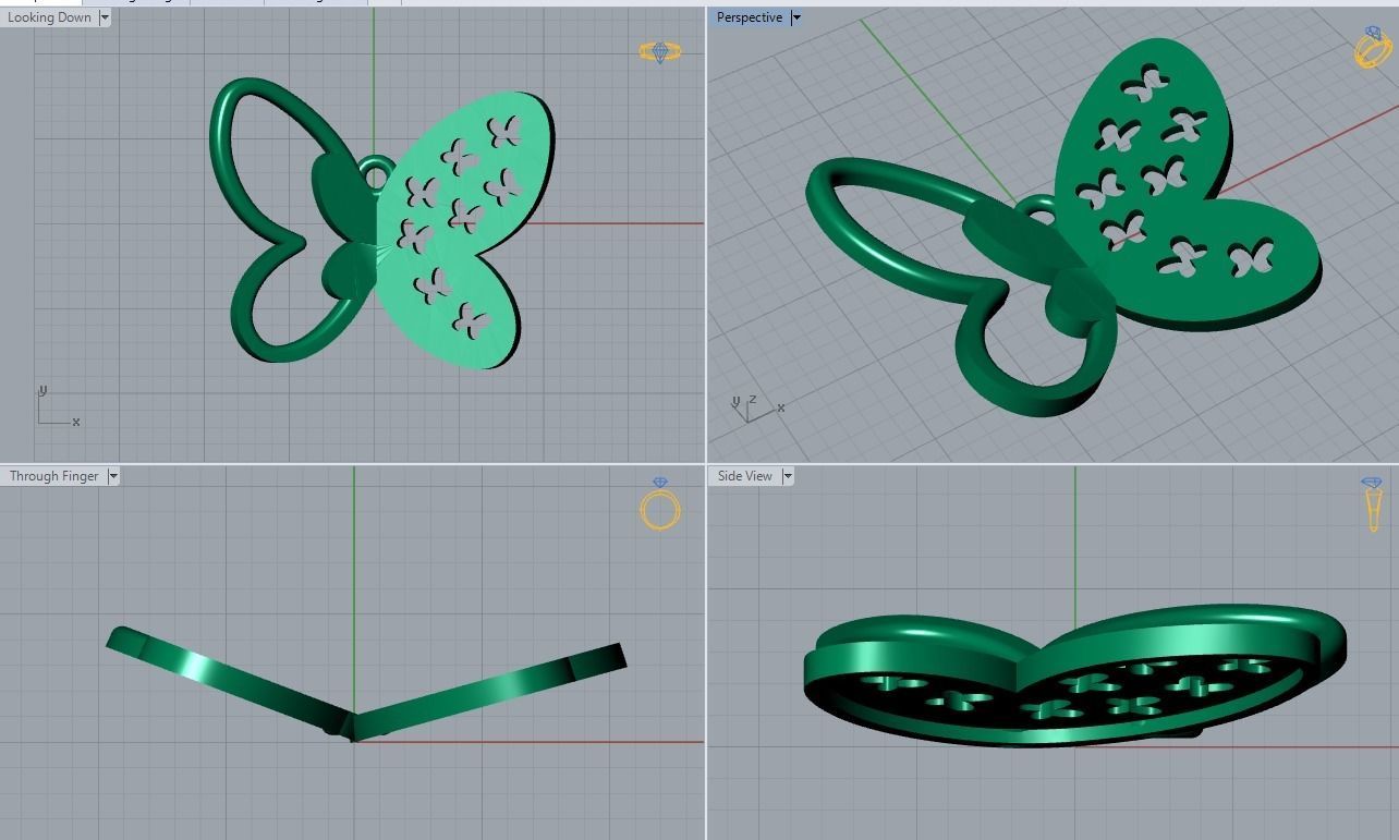 butterfly pendant 3D print model_3