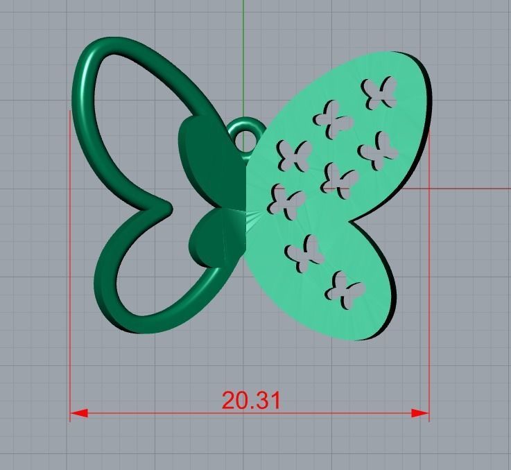 butterfly pendant 3D print model_6