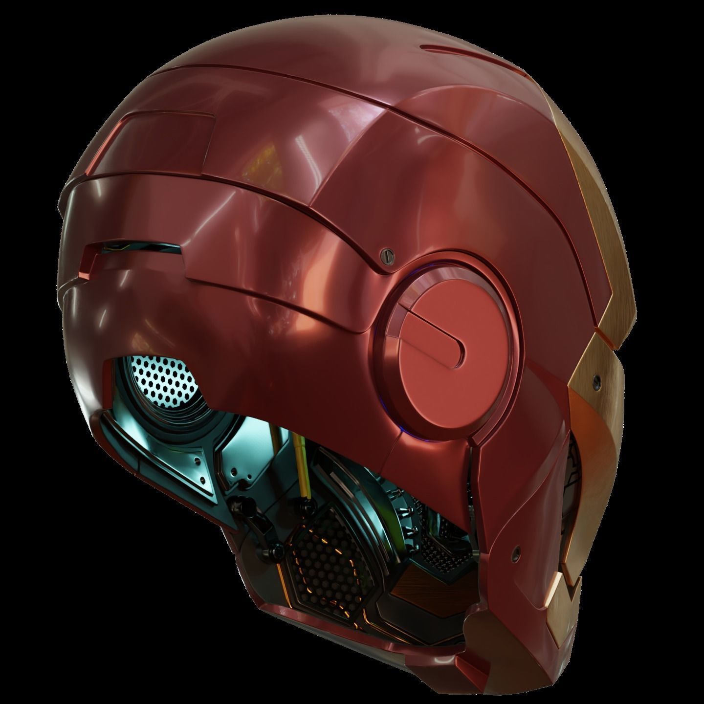 Iron man mk7 helmet with full inner details and ear motorization 3D print model_11