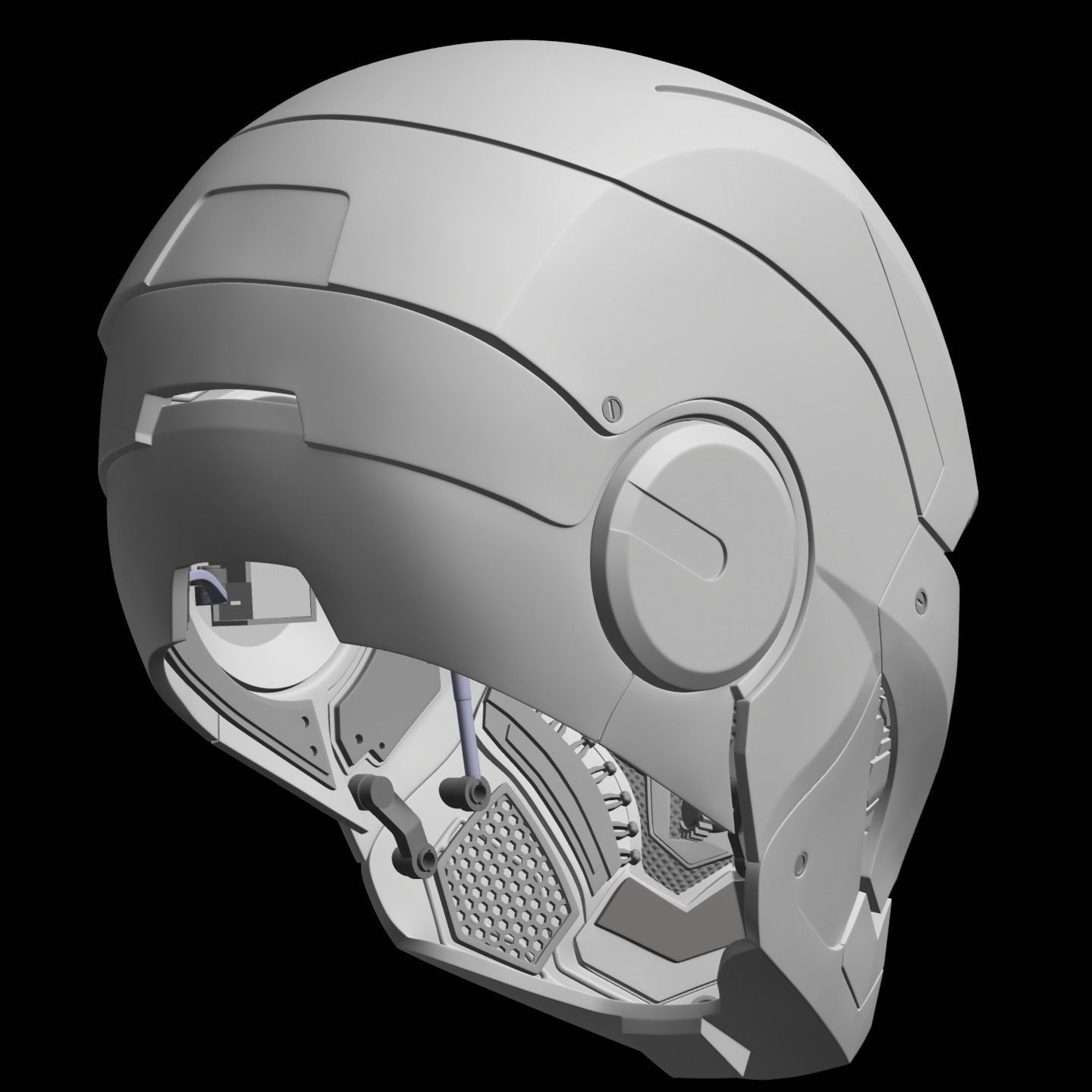 Iron man mk7 helmet with full inner details and ear motorization 3D print model_26