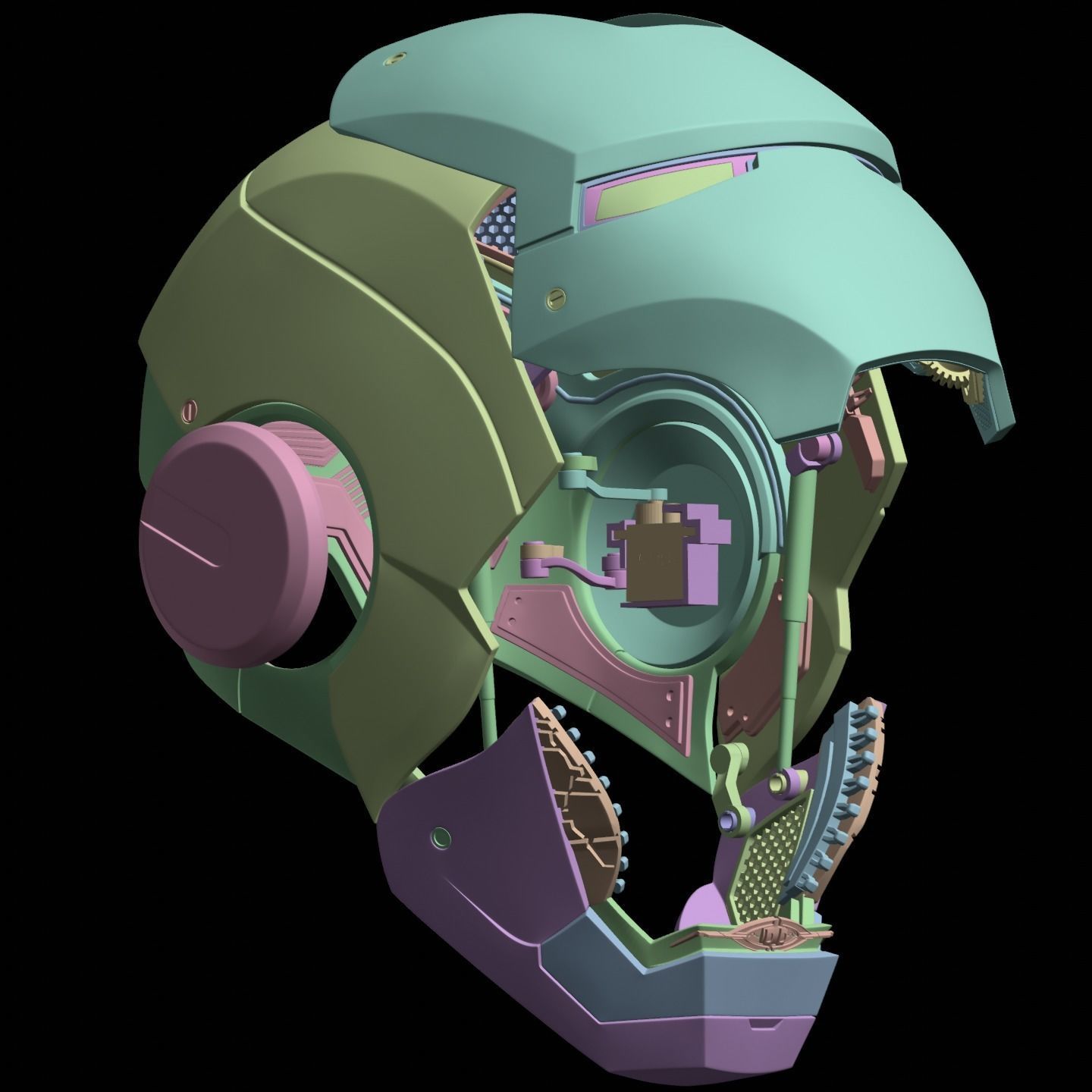 Iron man mk7 helmet with full inner details and ear motorization 3D print model_14