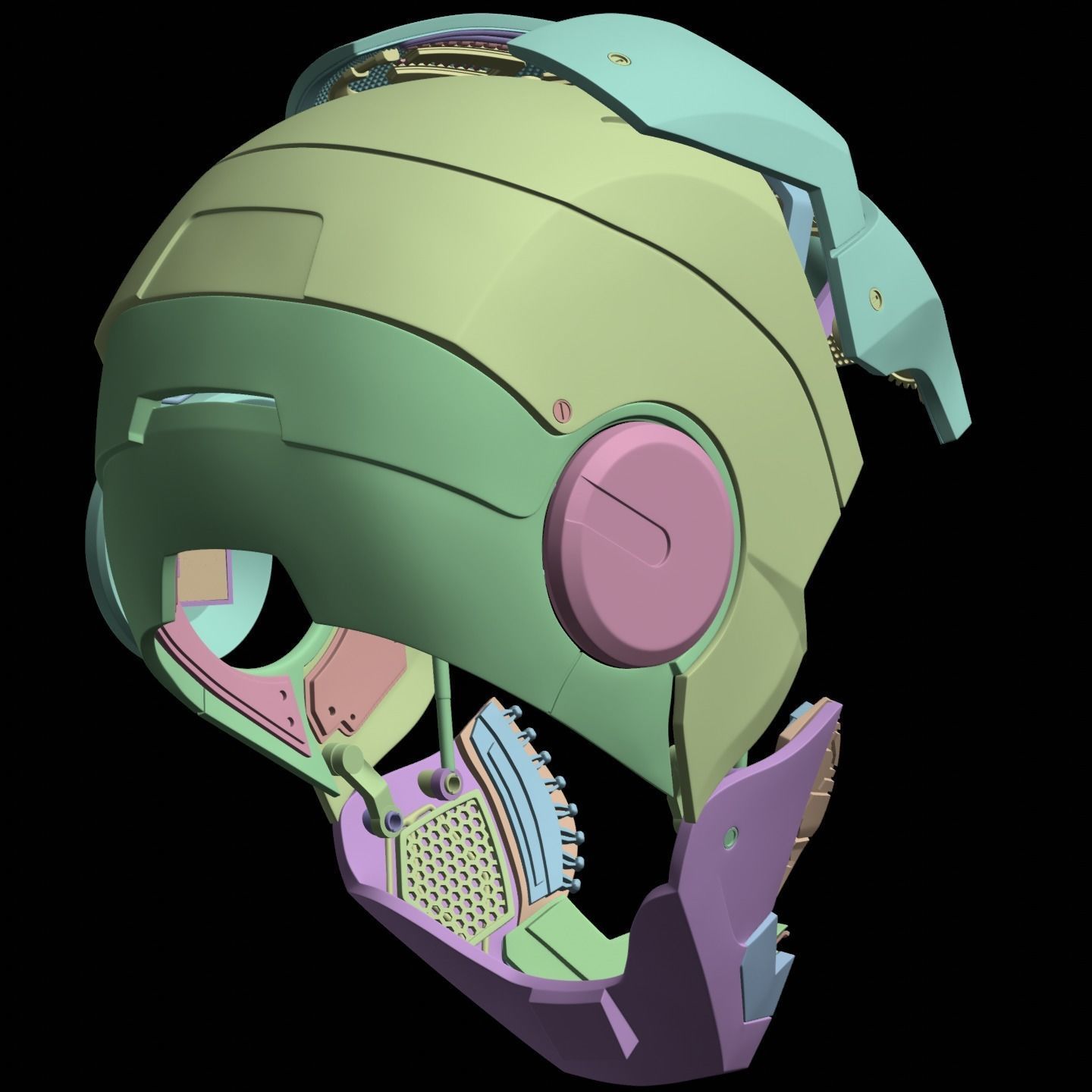 Iron man mk7 helmet with full inner details and ear motorization 3D print model_15