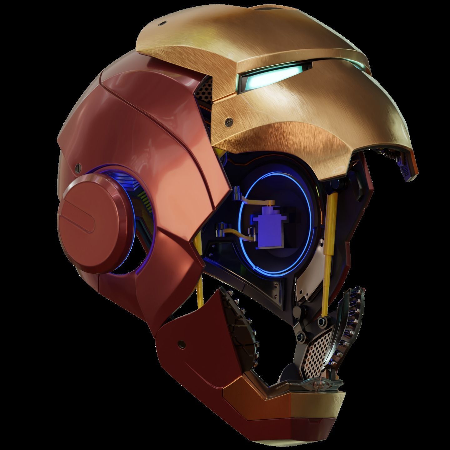 Iron man mk7 helmet with full inner details and ear motorization 3D print model_3
