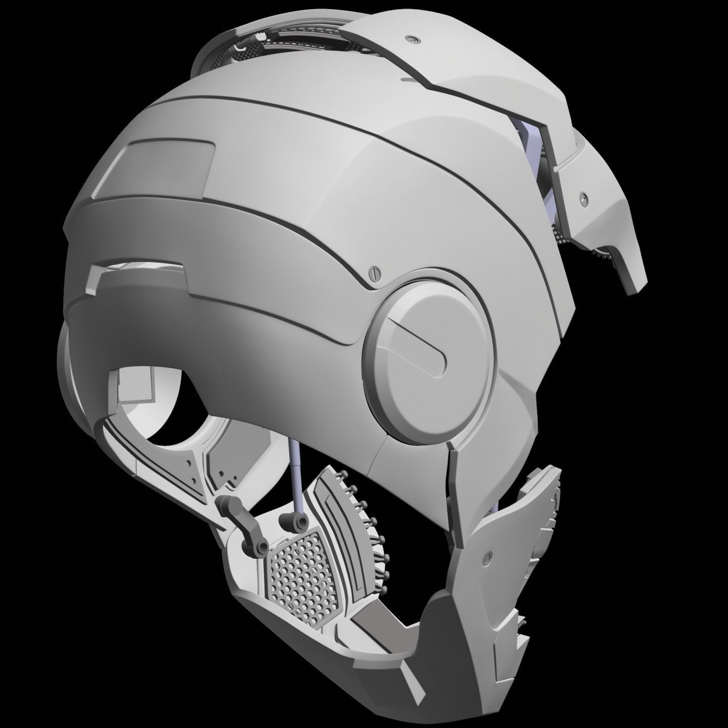 Iron man mk7 helmet with full inner details and ear motorization 3D print model_22