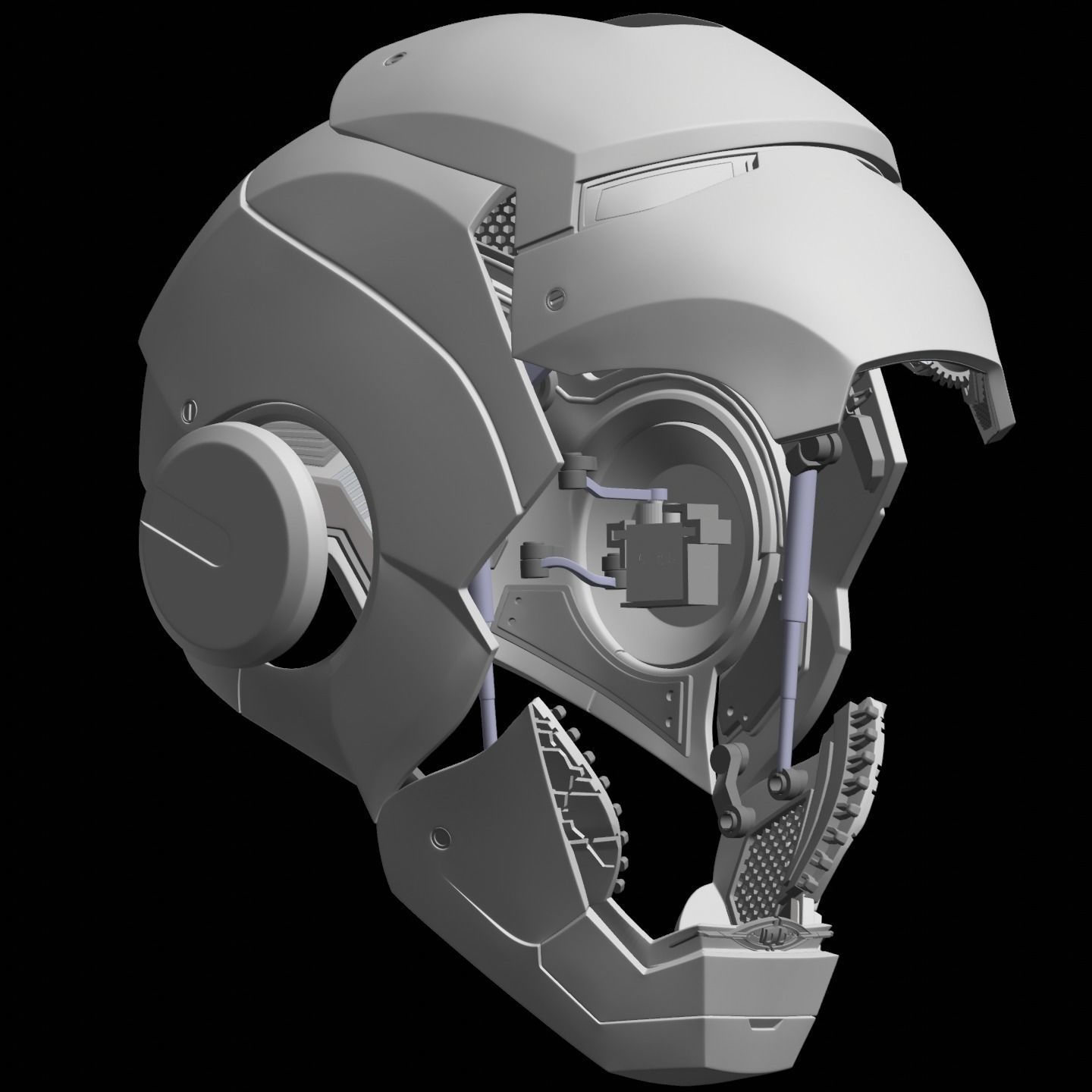Iron man mk7 helmet with full inner details and ear motorization 3D print model_21