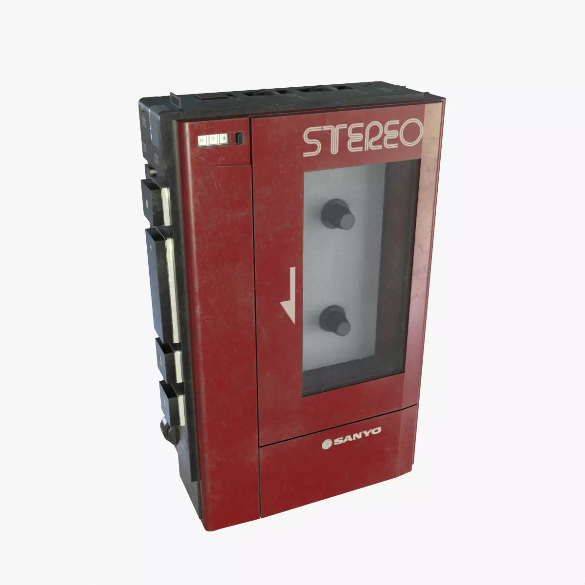 Cassette Player SANYO m-4440 Low-poly 3D model_0