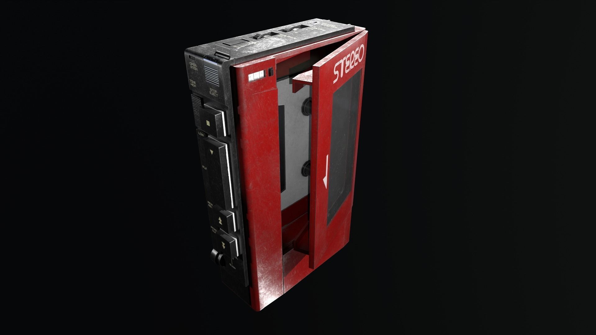 Cassette Player SANYO m-4440 Low-poly 3D model_5