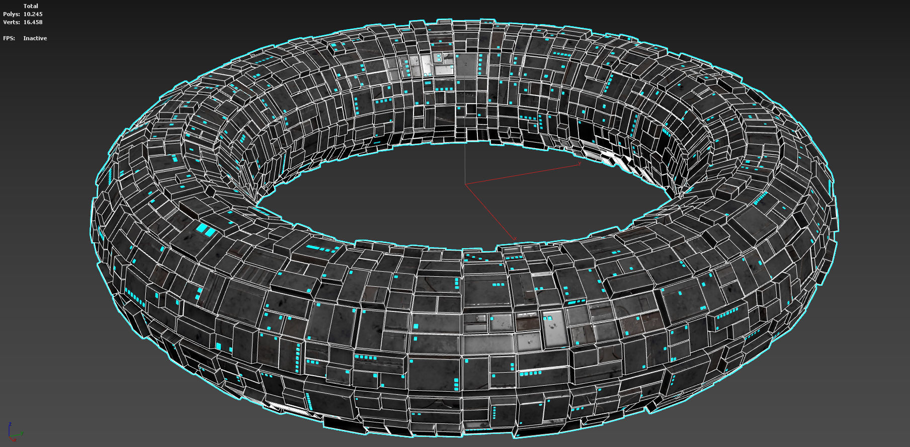 Torus Spaceship Sci Fi Mothership Low-poly 3D model_7