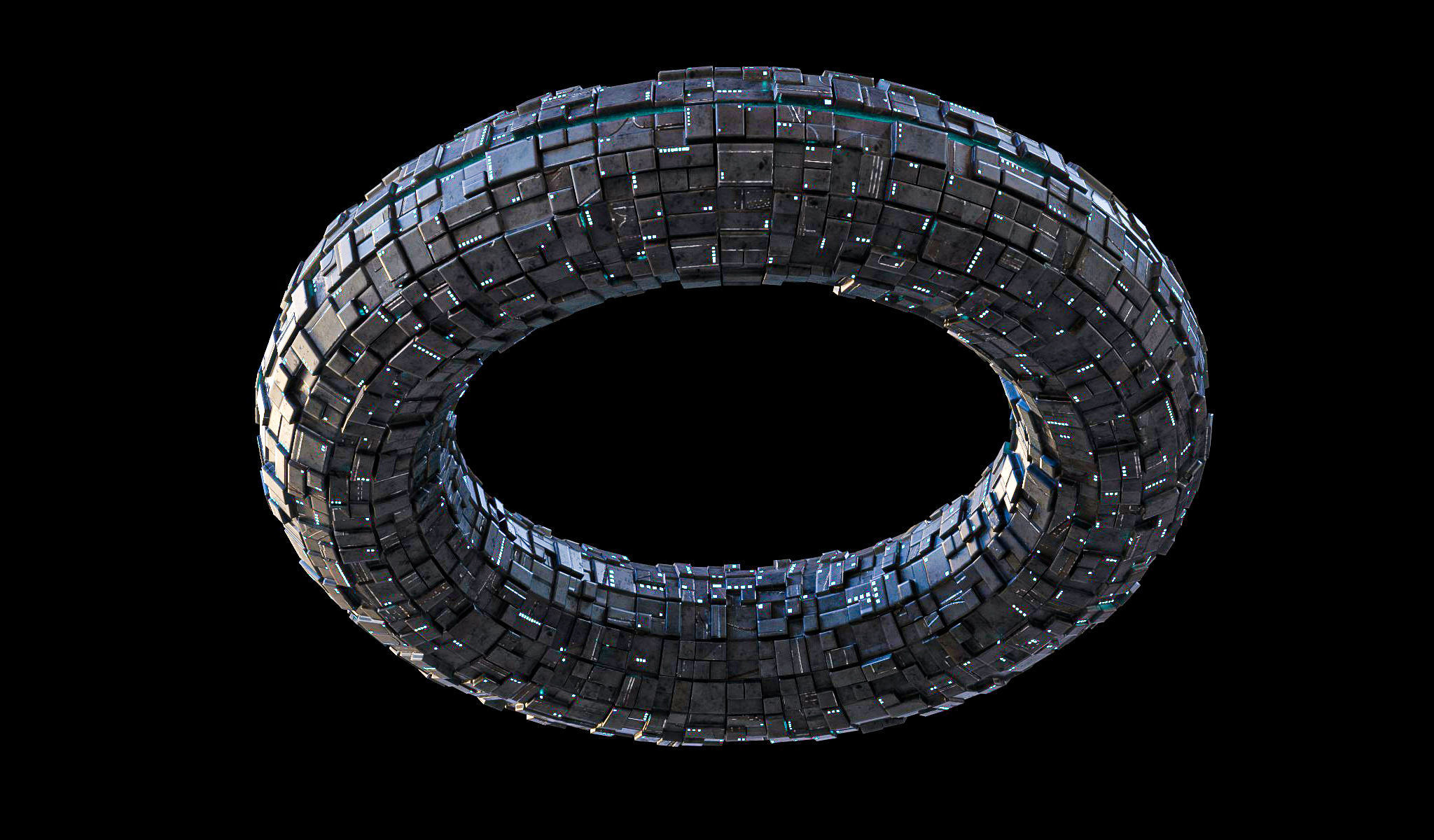 Torus Spaceship Sci Fi Mothership Low-poly 3D model_2