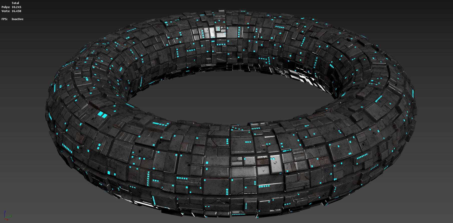 Torus Spaceship Sci Fi Mothership Low-poly 3D model_8