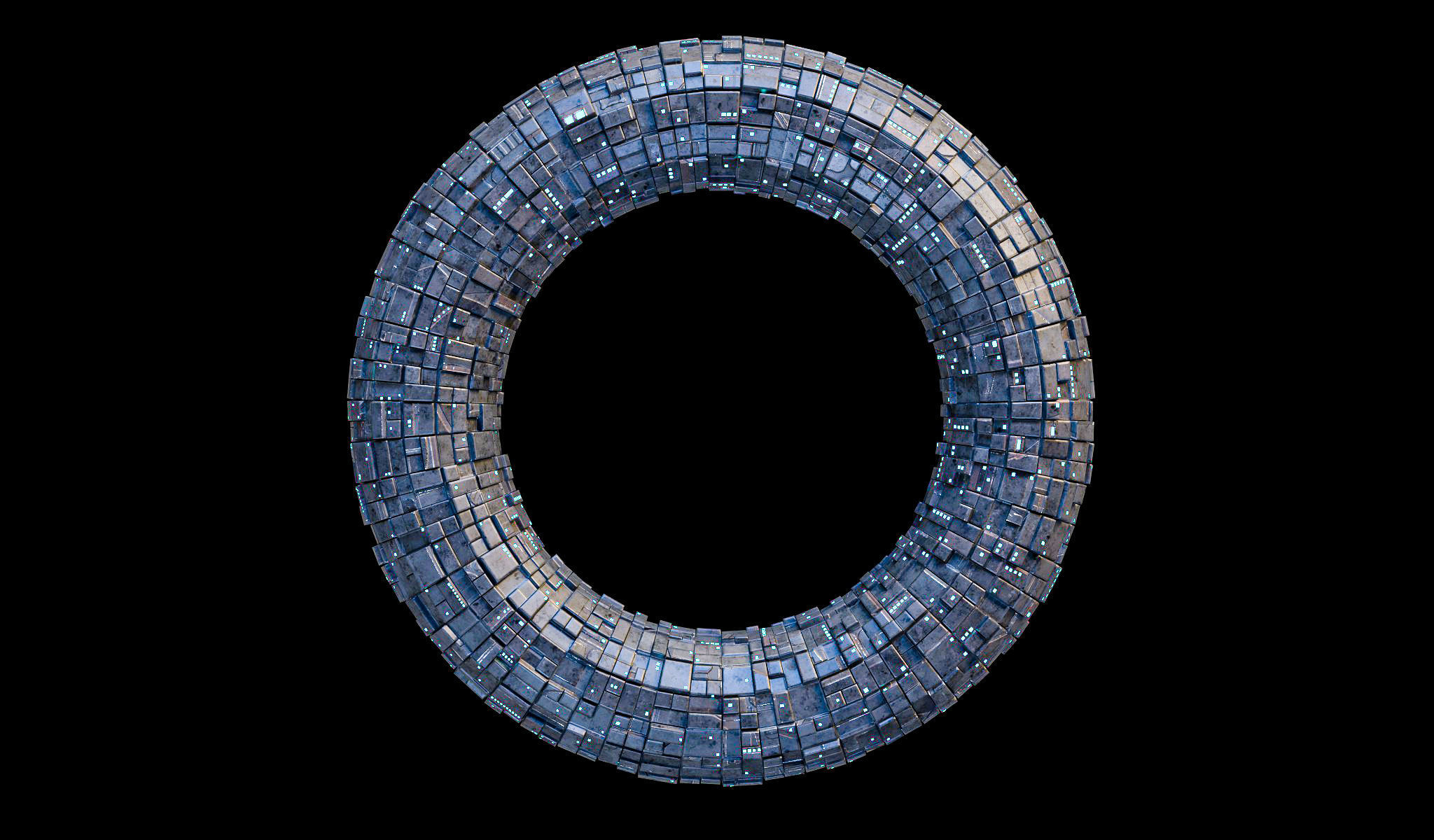 Torus Spaceship Sci Fi Mothership Low-poly 3D model_4