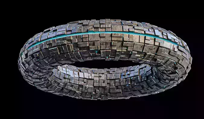 Torus Spaceship Sci Fi Mothership Low-poly 3D model Torus Spaceship Sci Fi Mothership Low-poly 3D model