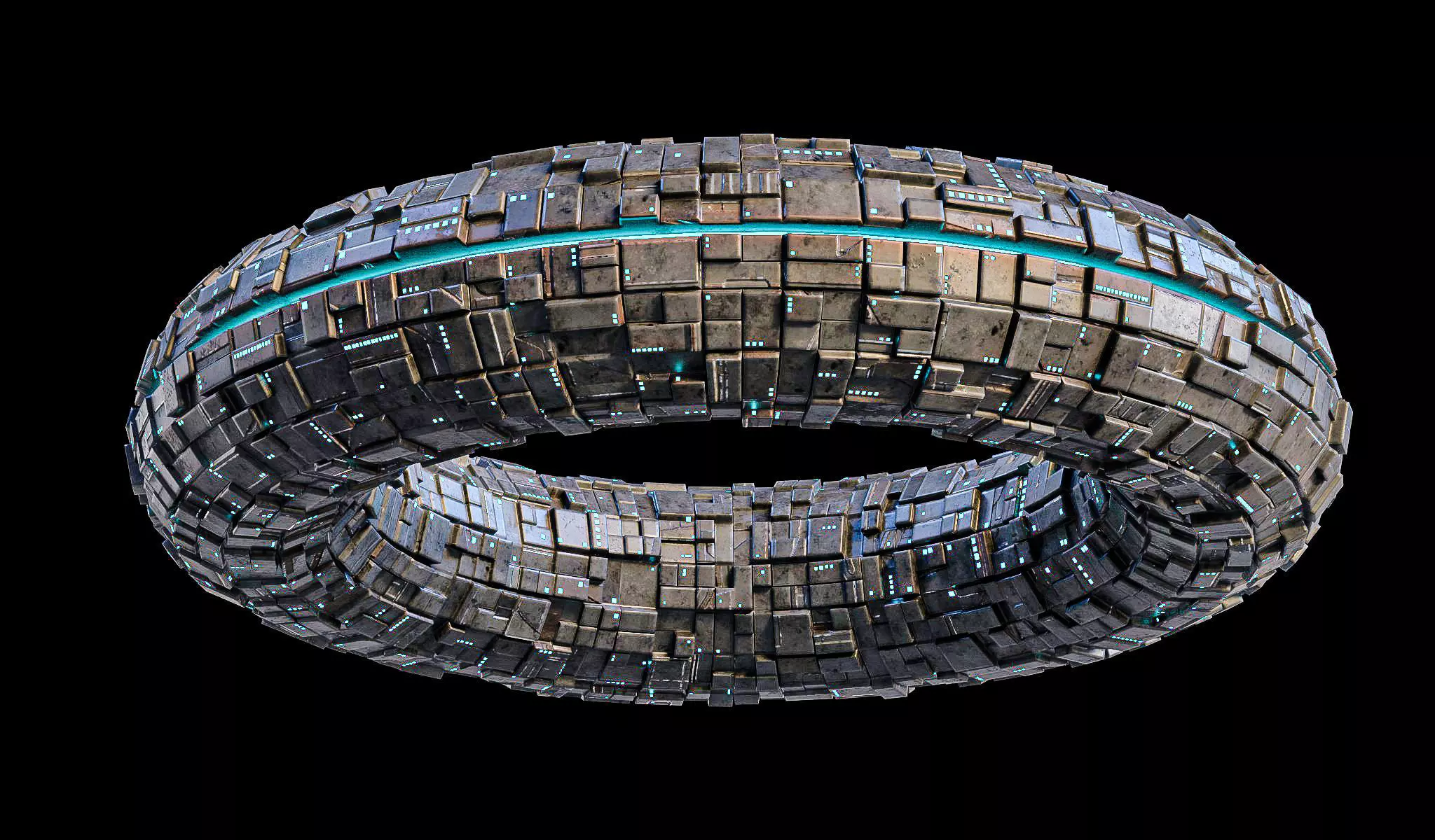 Torus Spaceship Sci Fi Mothership Low-poly 3D model_0