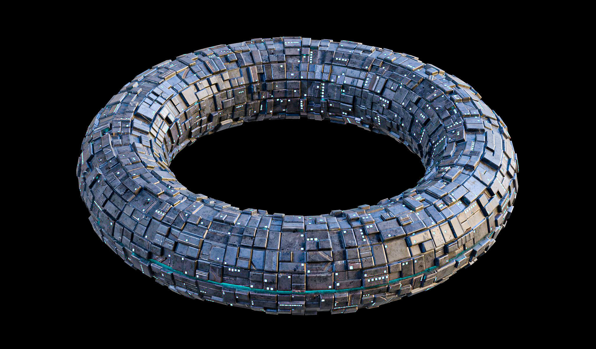 Torus Spaceship Sci Fi Mothership Low-poly 3D model_1