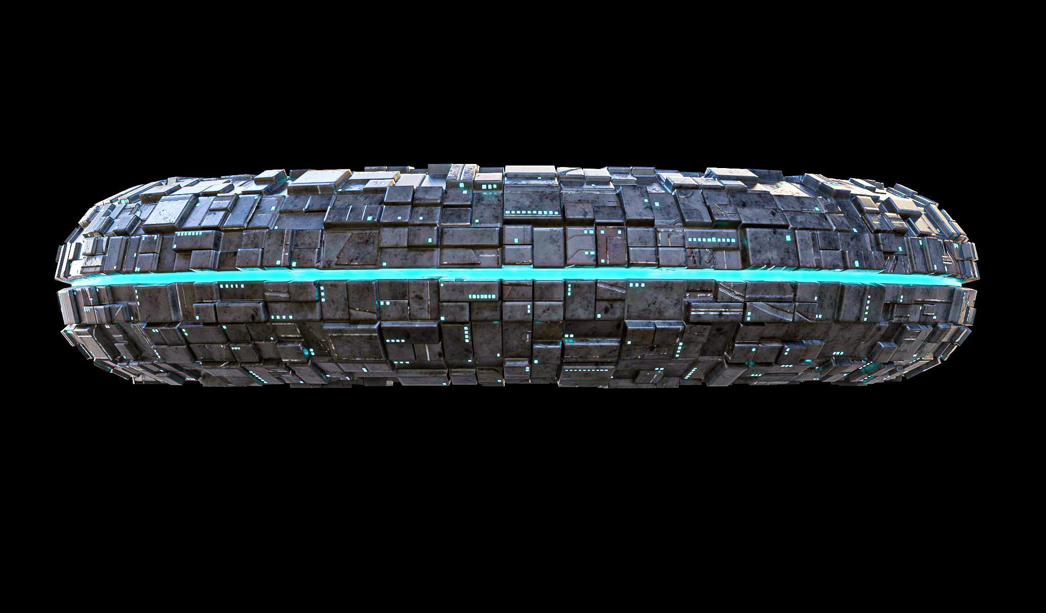 Torus Spaceship Sci Fi Mothership Low-poly 3D model_3