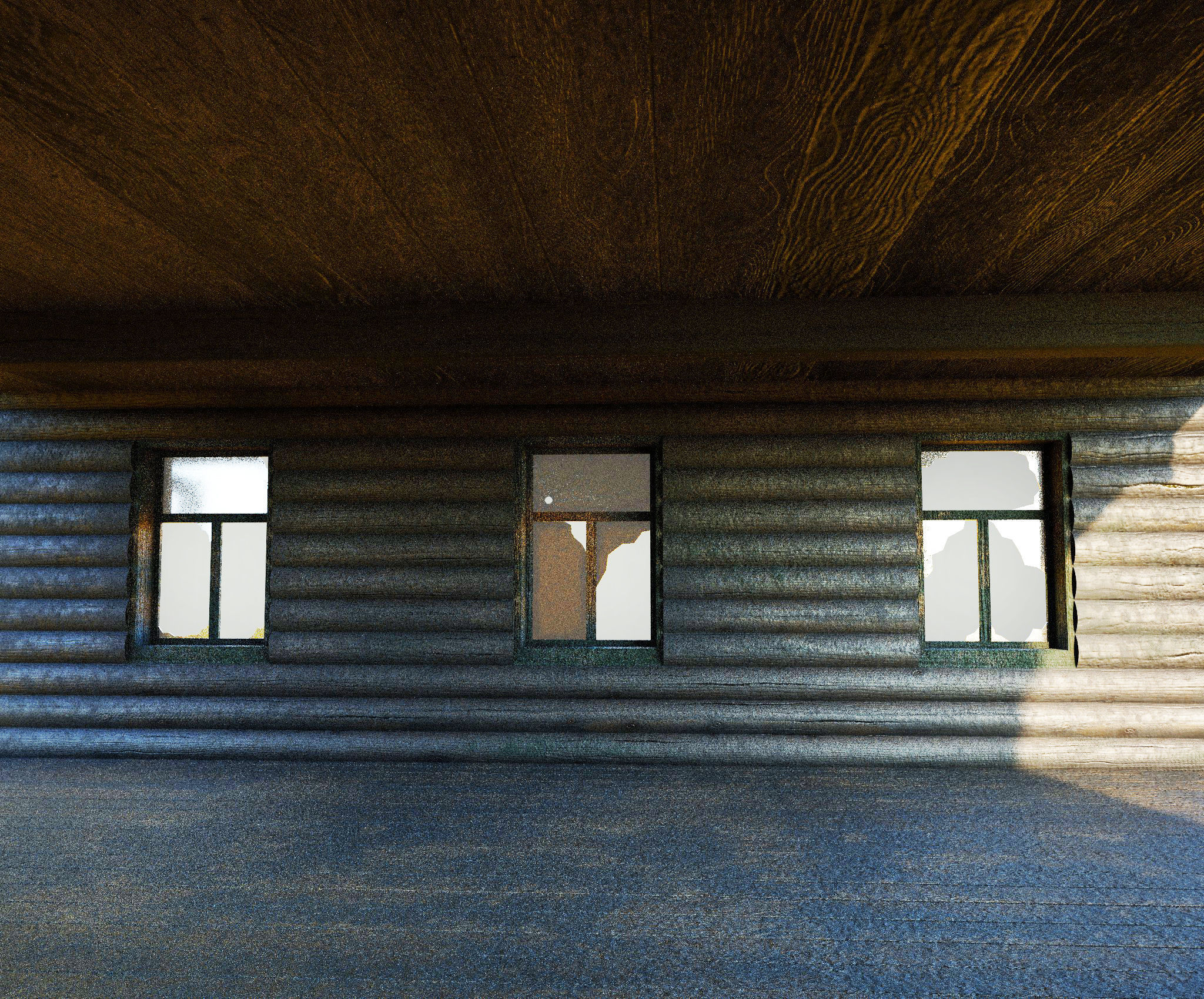 Abandoned wooden house 3D model_12