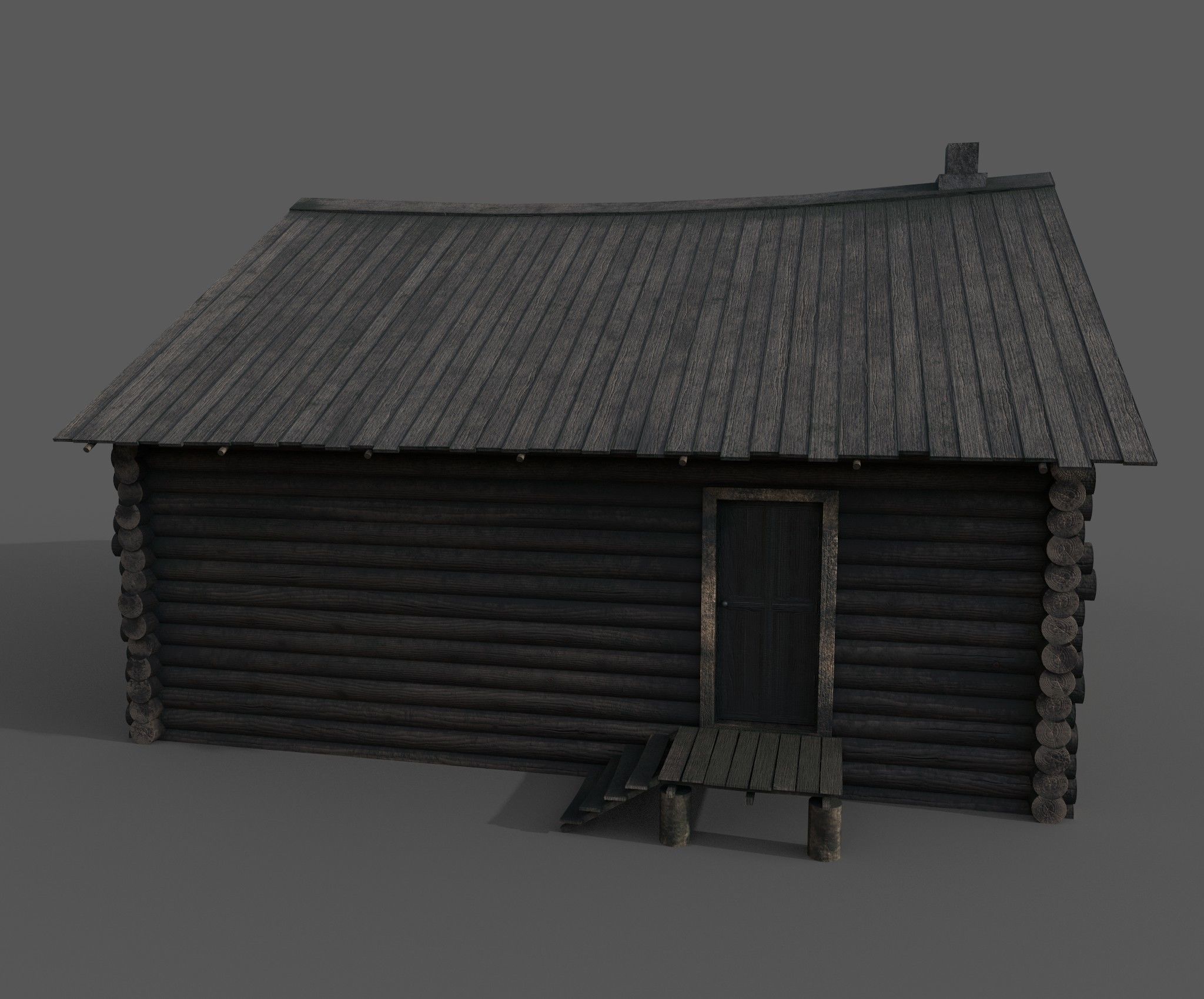 Abandoned wooden house 3D model_5