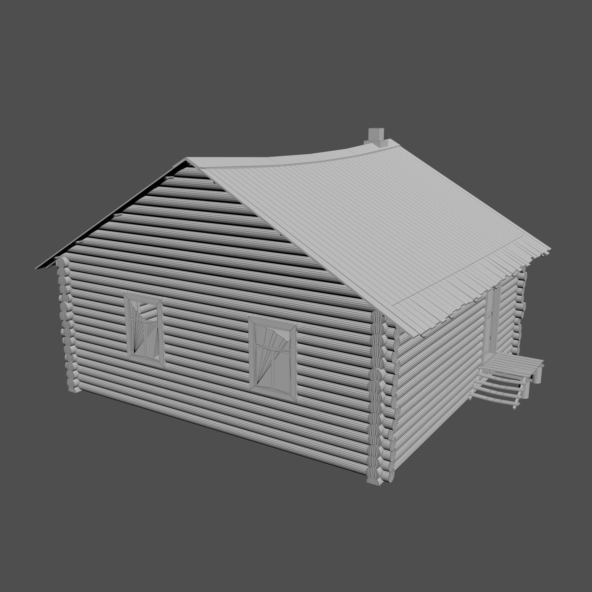 Abandoned wooden house 3D model_13
