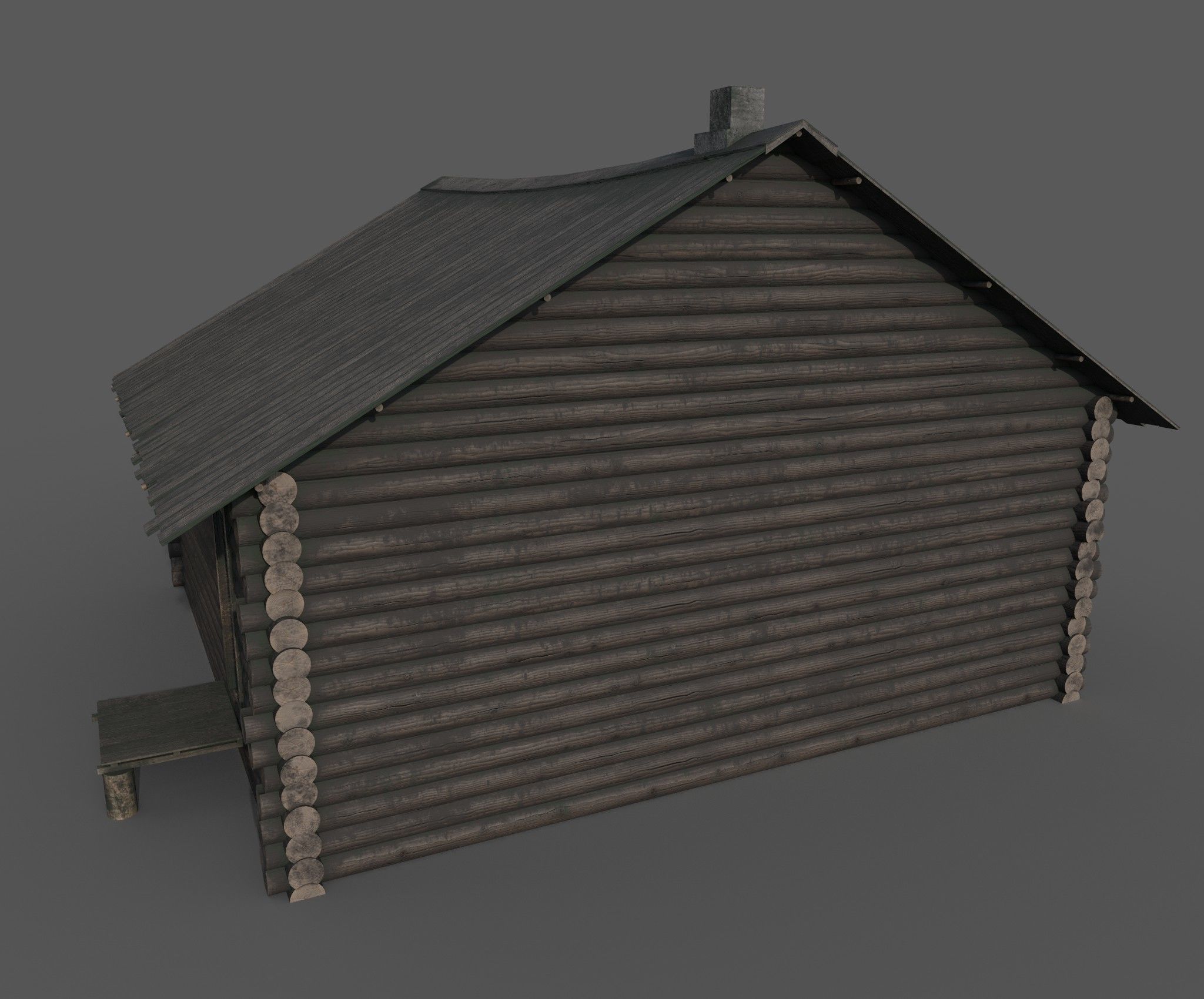 Abandoned wooden house 3D model_6
